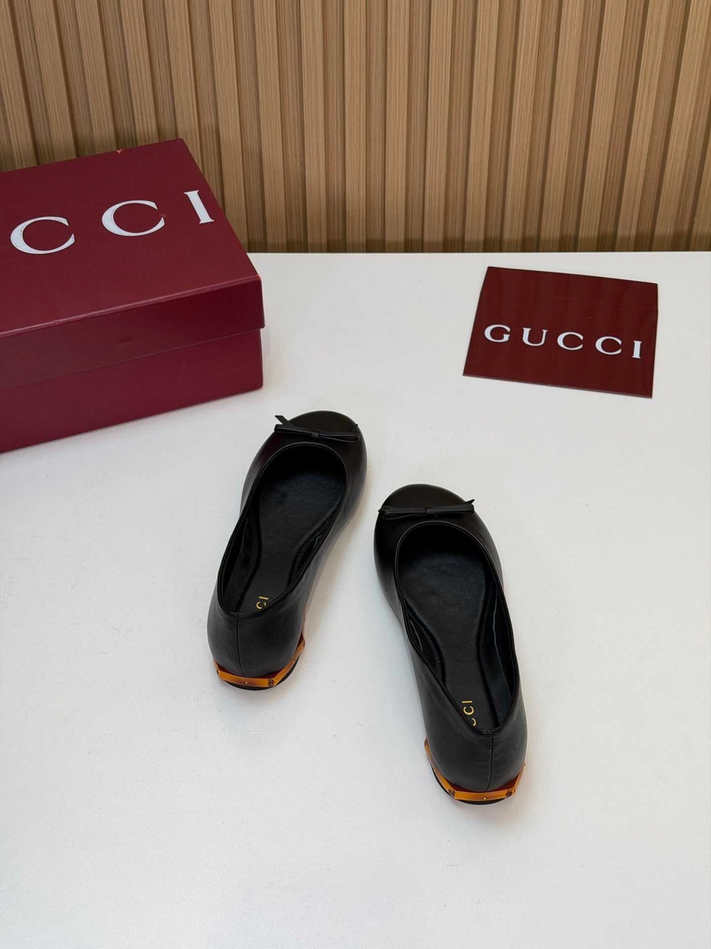GG 26s Ballerina With Bamboo Flats Black Sheepskin 997175