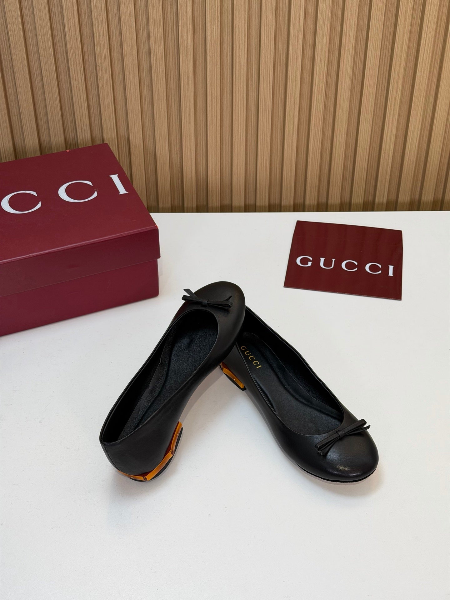 GG 26s Ballerina With Bamboo Flats Black Sheepskin 997175