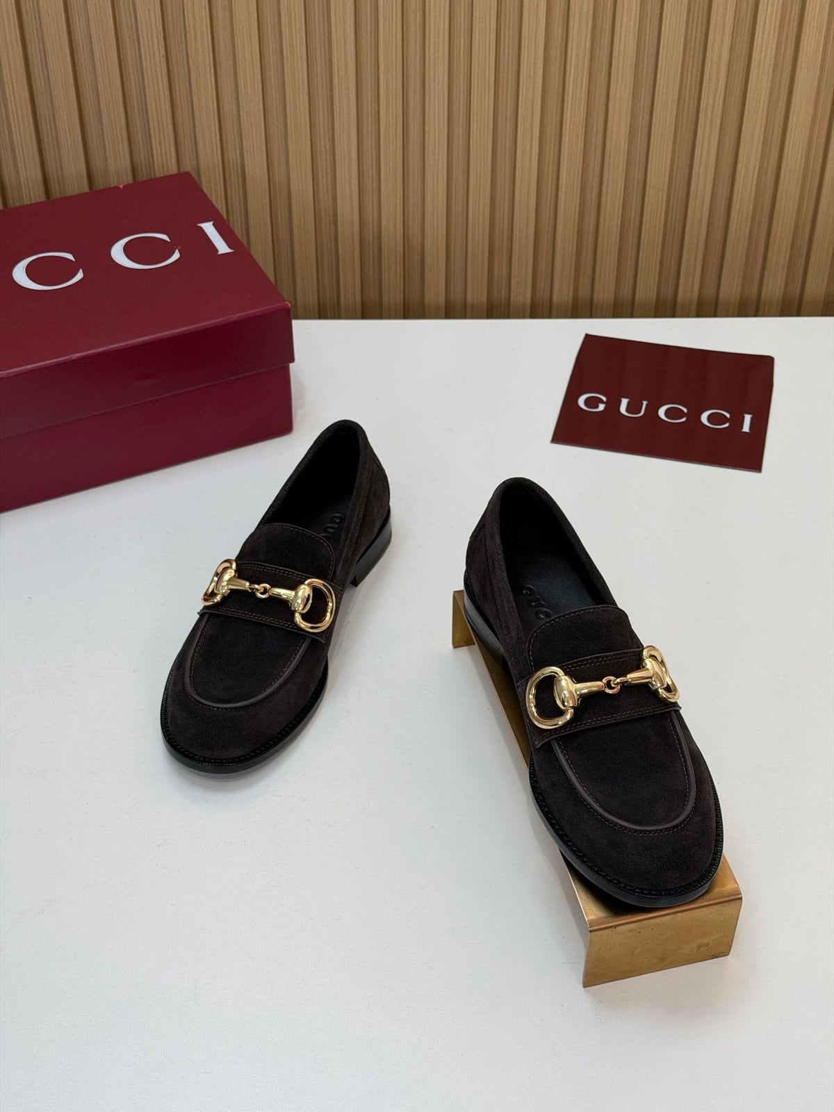 Gucci 26s Loafers Dark Brown Suede Leather 156822