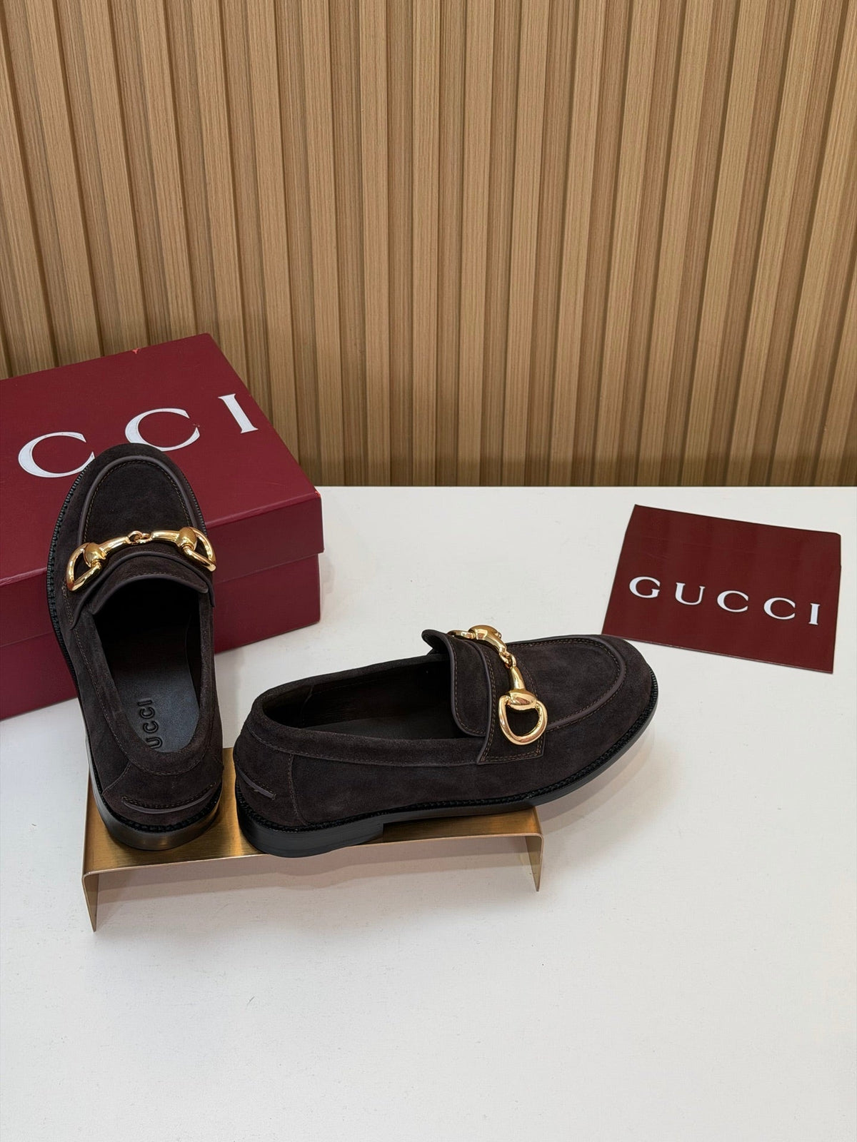 Gucci 26s Loafers Dark Brown Suede Leather 156822