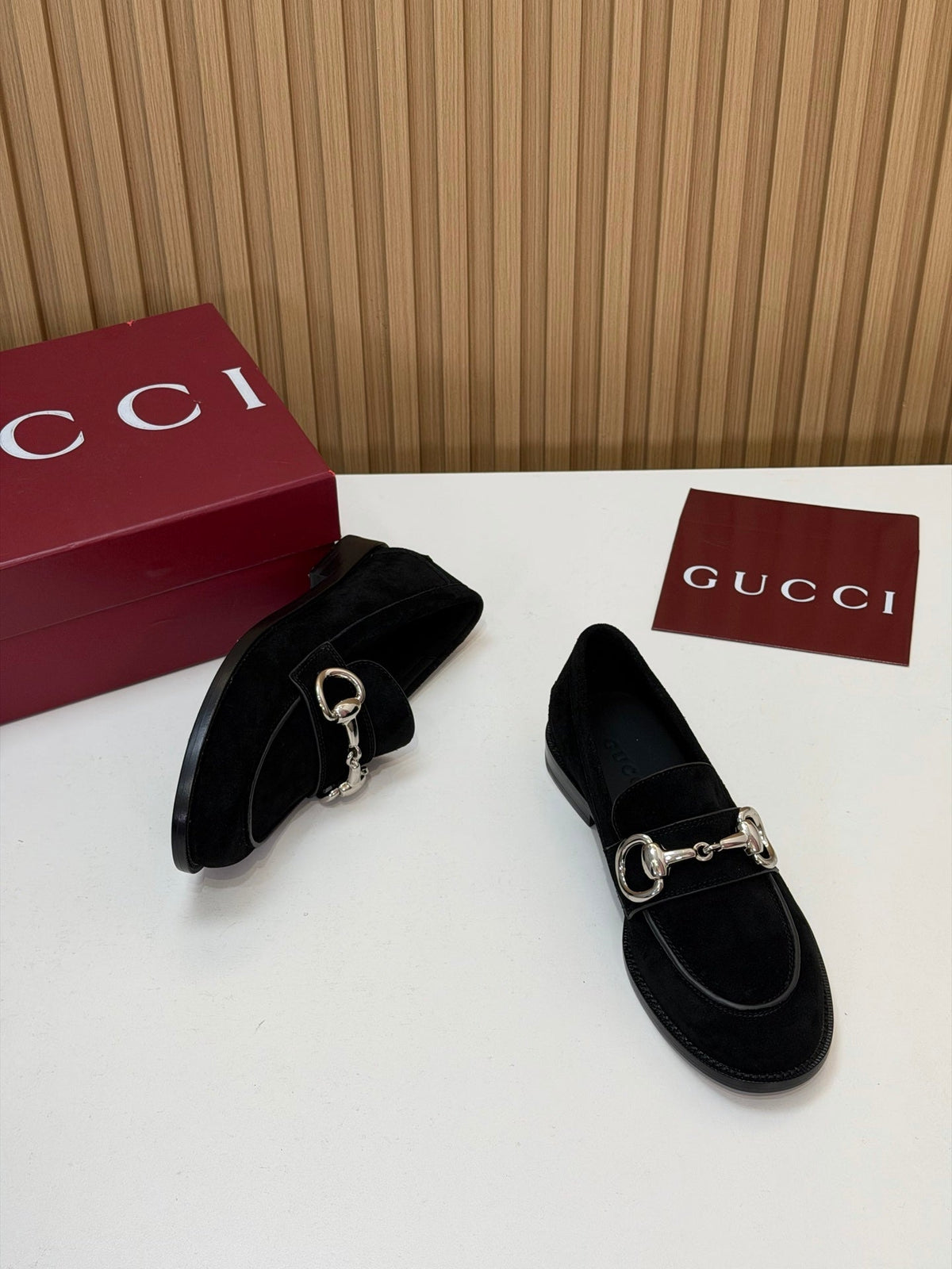 Gucci 26s Loafers Black Suede Leather 156823