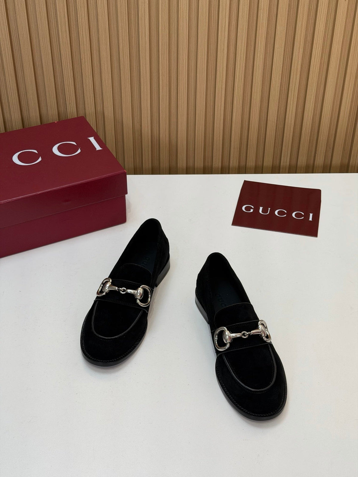 Gucci 26s Loafers Black Suede Leather 156823