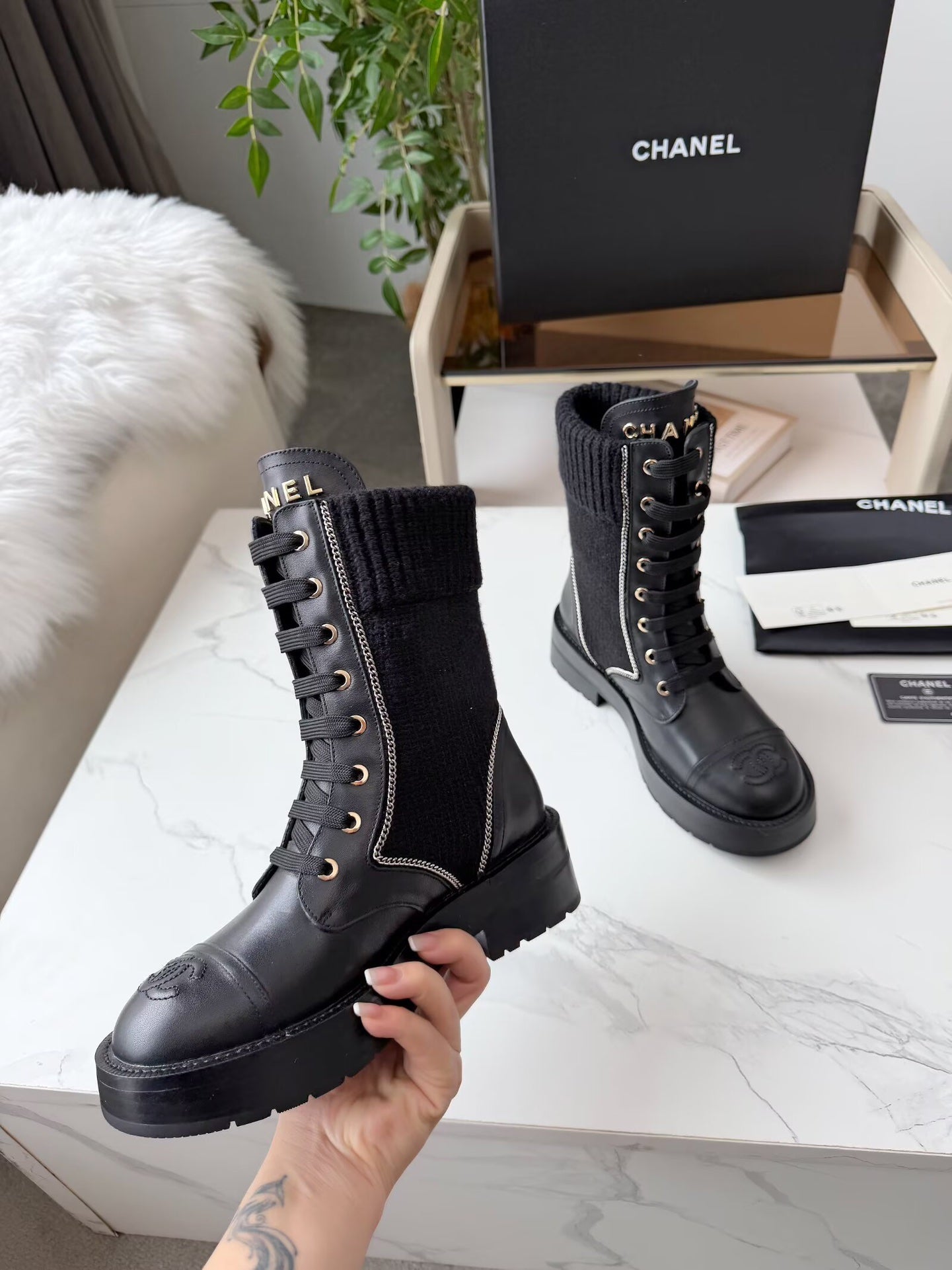 CC 26s Ankle Boot Black Leather Wool