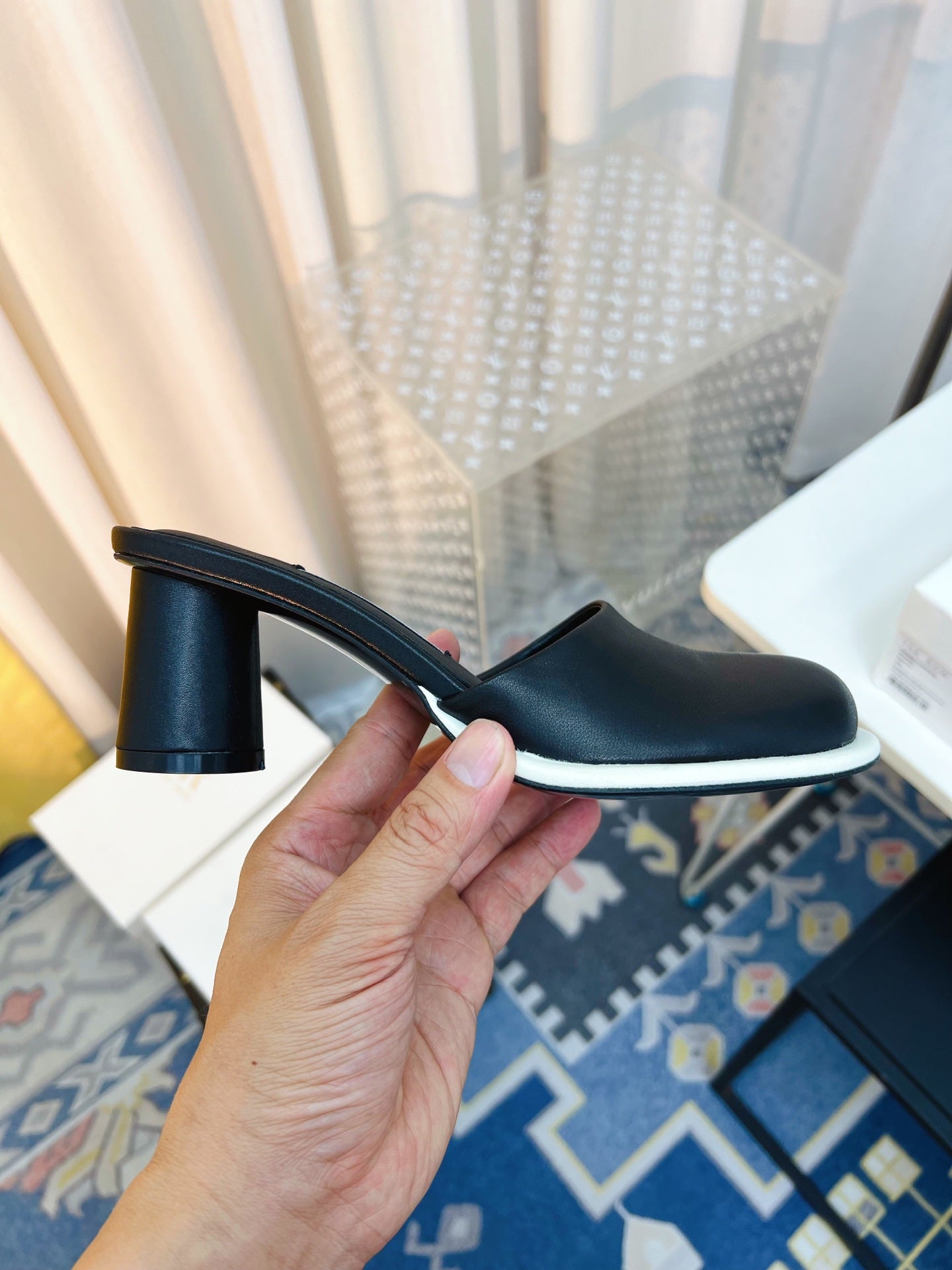 The Row Mules 50mm Black Sheepskin 324739