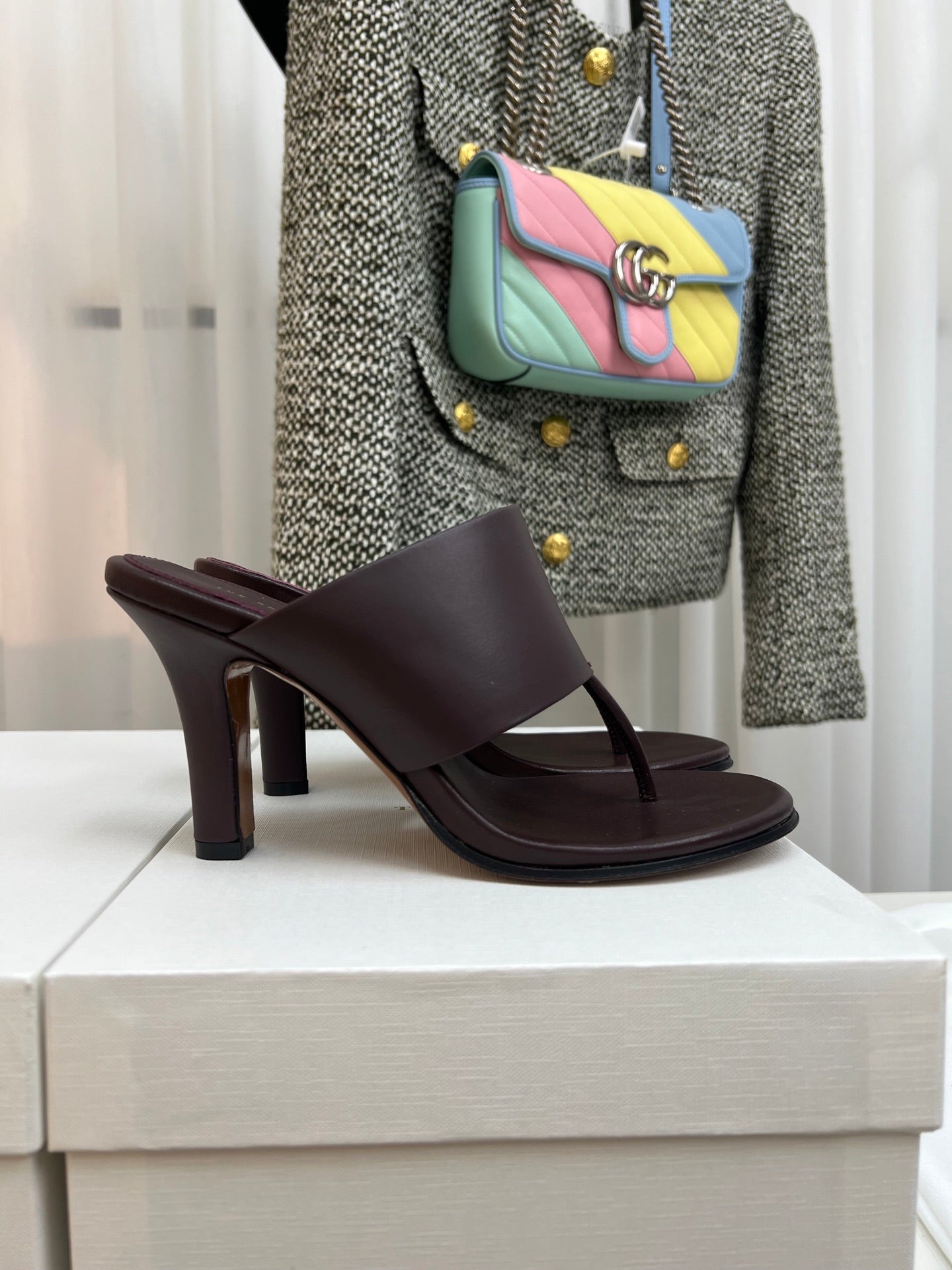 The Row Heel Sandals 50mm Dark Brown Calfskin 324736