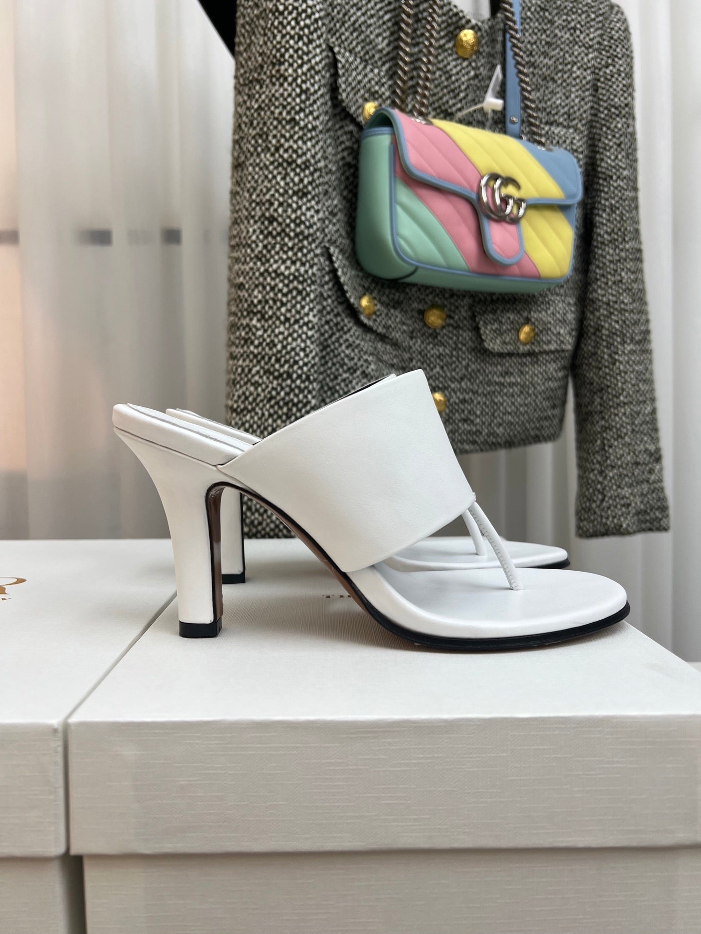 The Row Heel Sandals 50mm White Calfskin 324737
