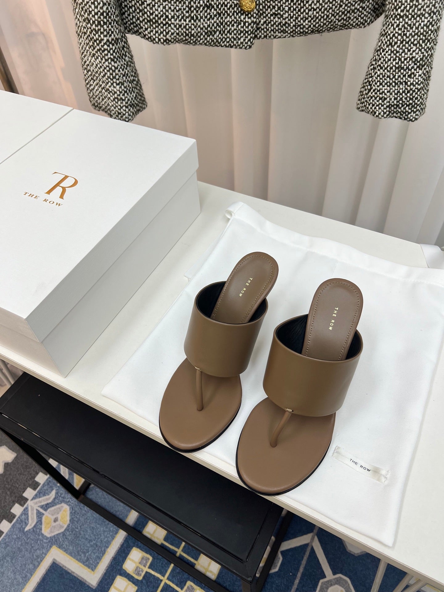 The Row Heel Sandals 50mm Brown Calfskin 324738