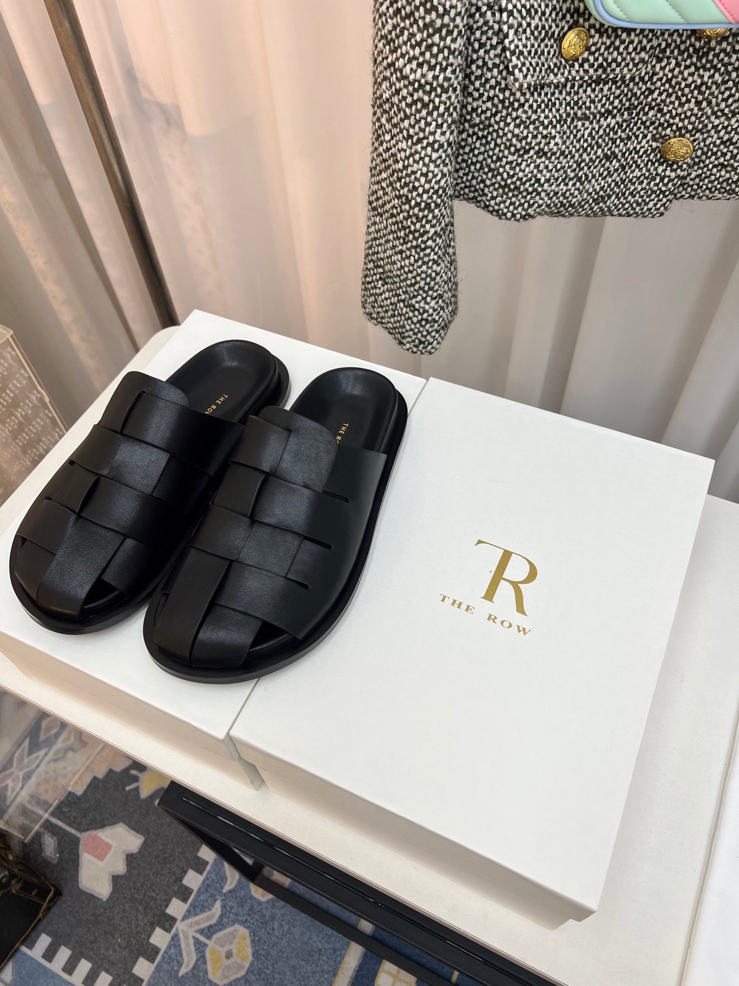 The Row Slide Black Lambskin 707558