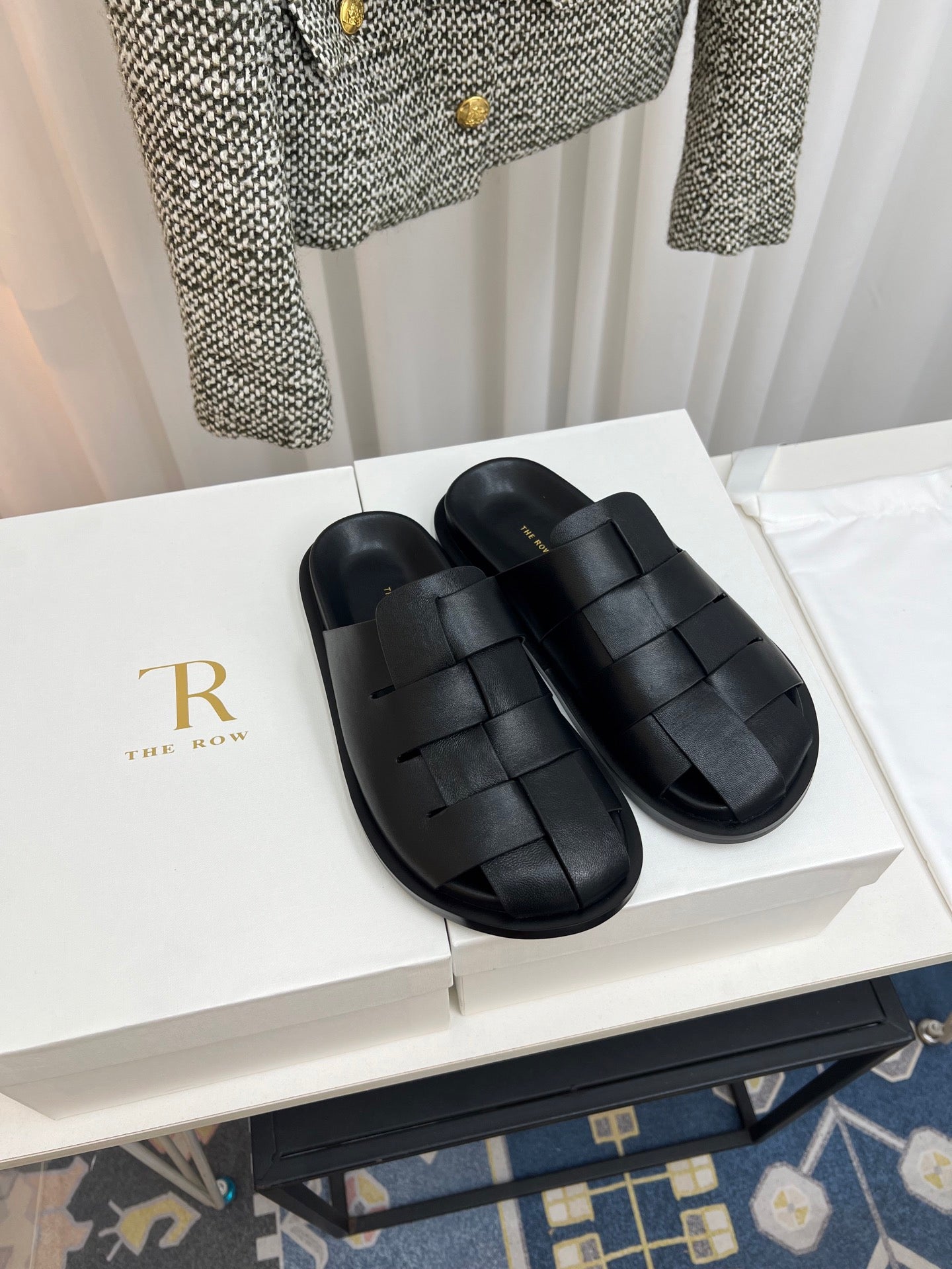 The Row Slide Black Lambskin 707558