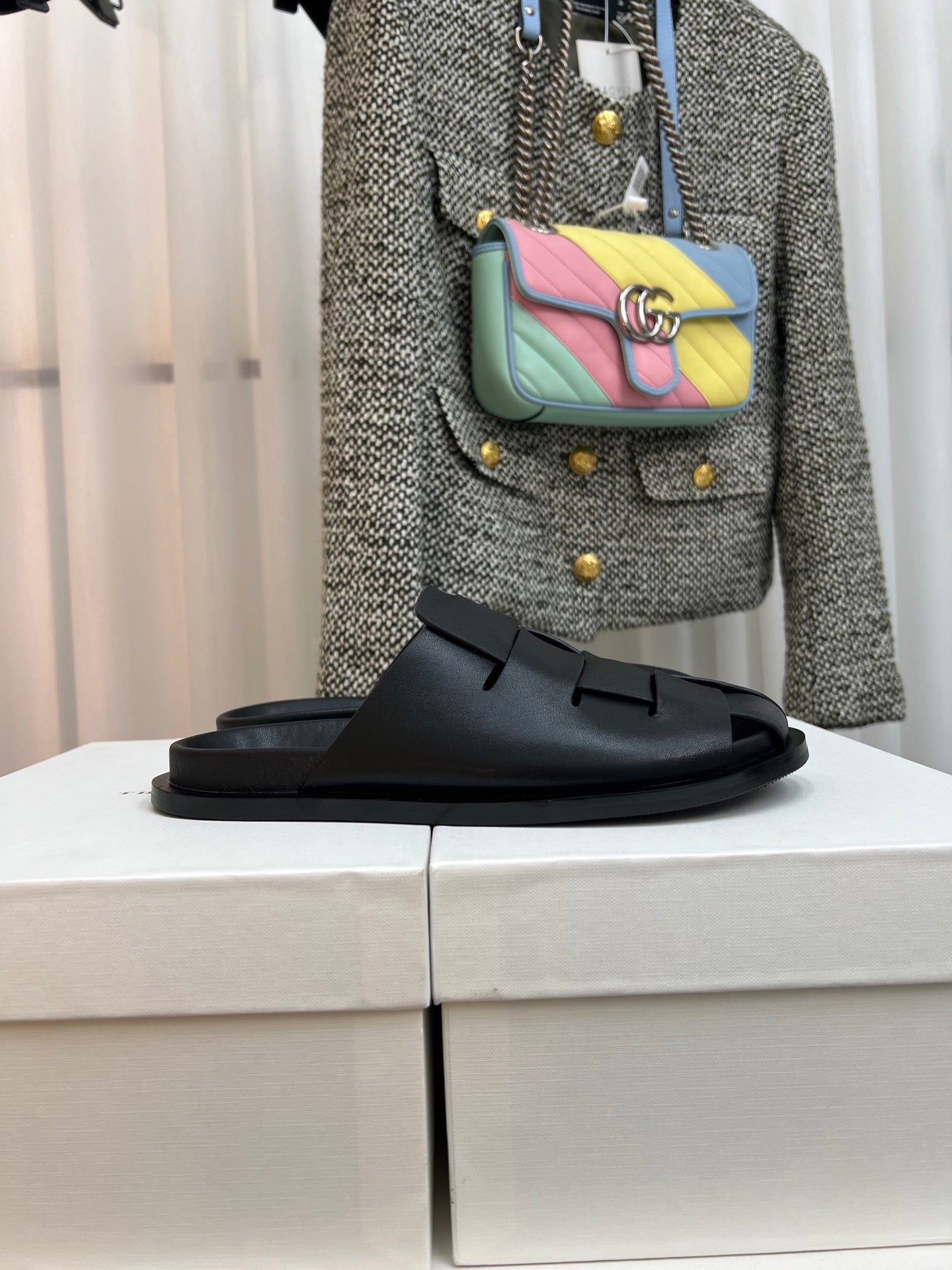 The Row Slide Black Lambskin 707558