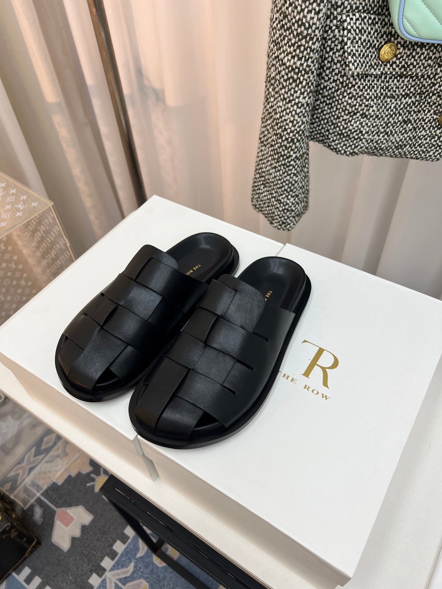 The Row Slide Black Lambskin 707558