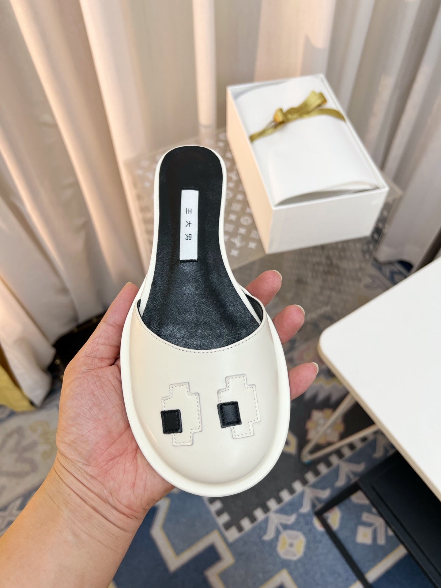 The Row Semi Slippers White Sheepskin 827491