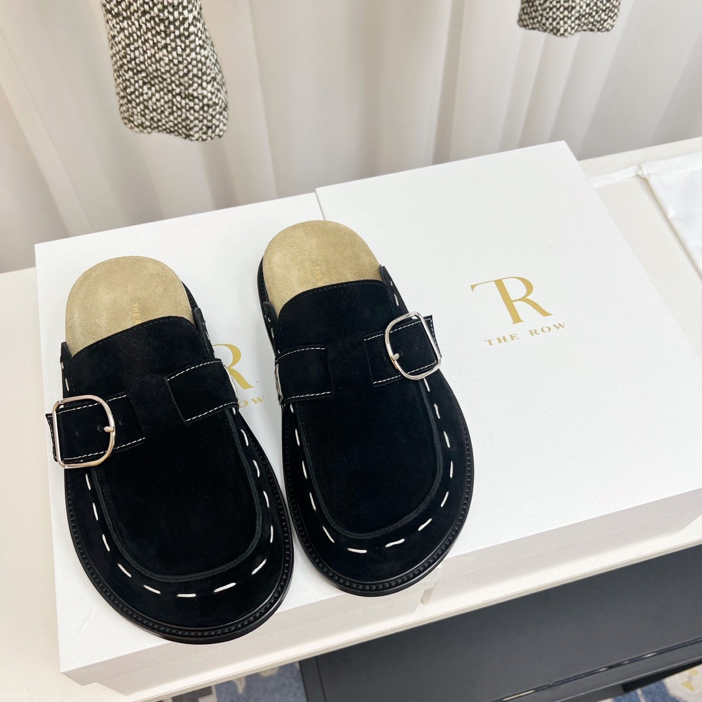 The Row 26 Birkenstock Slippers Black Suede 832675