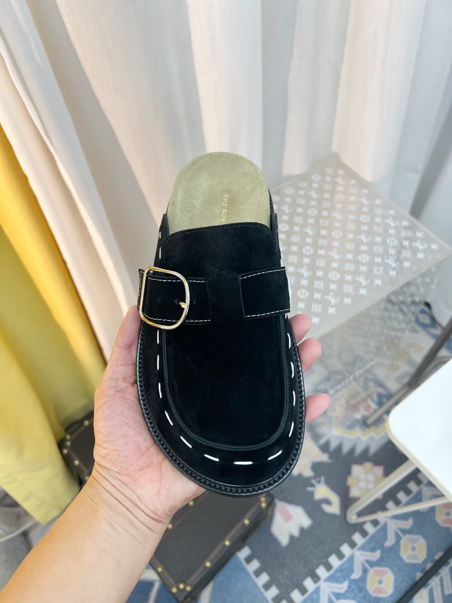 The Row 26 Birkenstock Slippers Black Suede 832675
