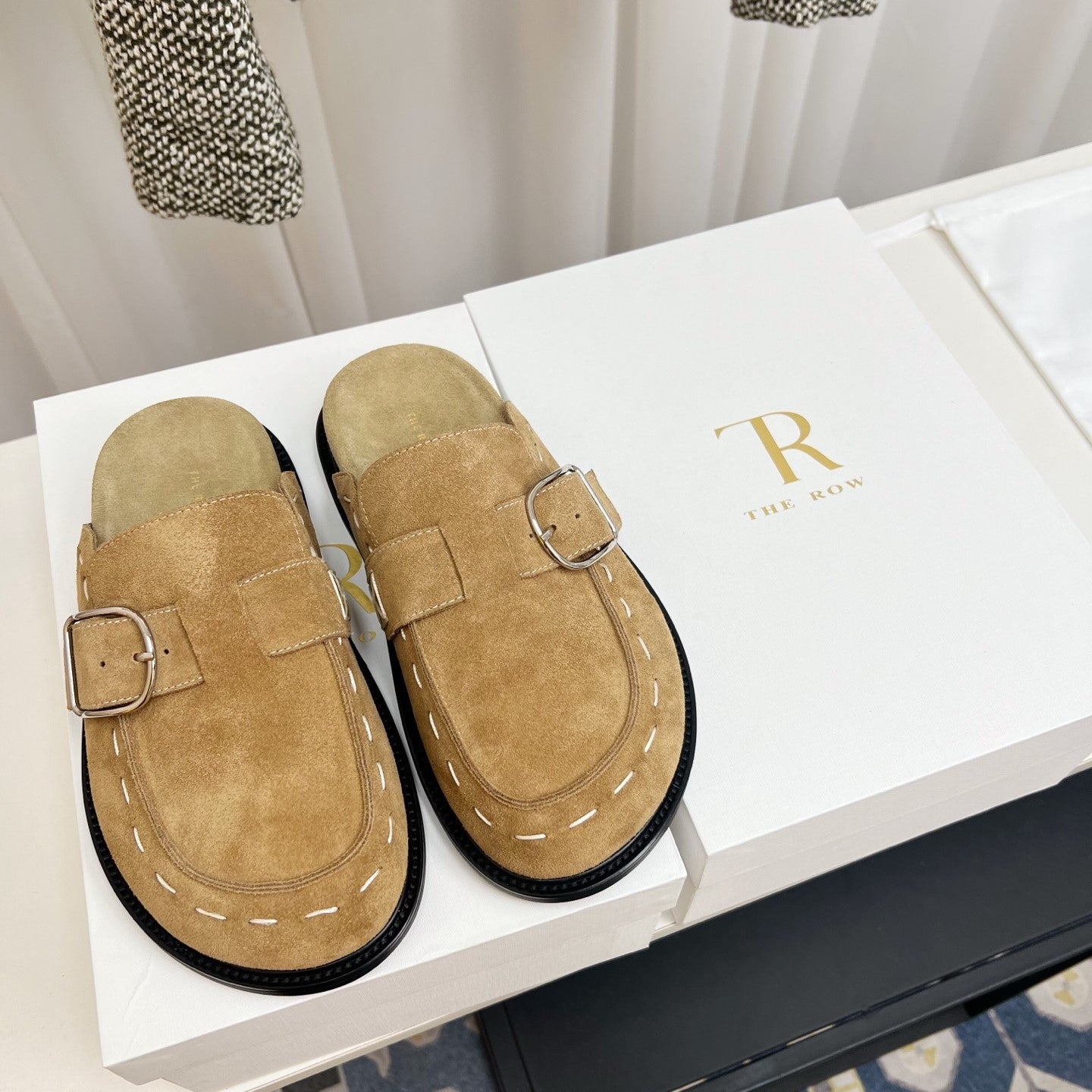 The Row 26 Birkenstock Slippers Beige Suede 832676