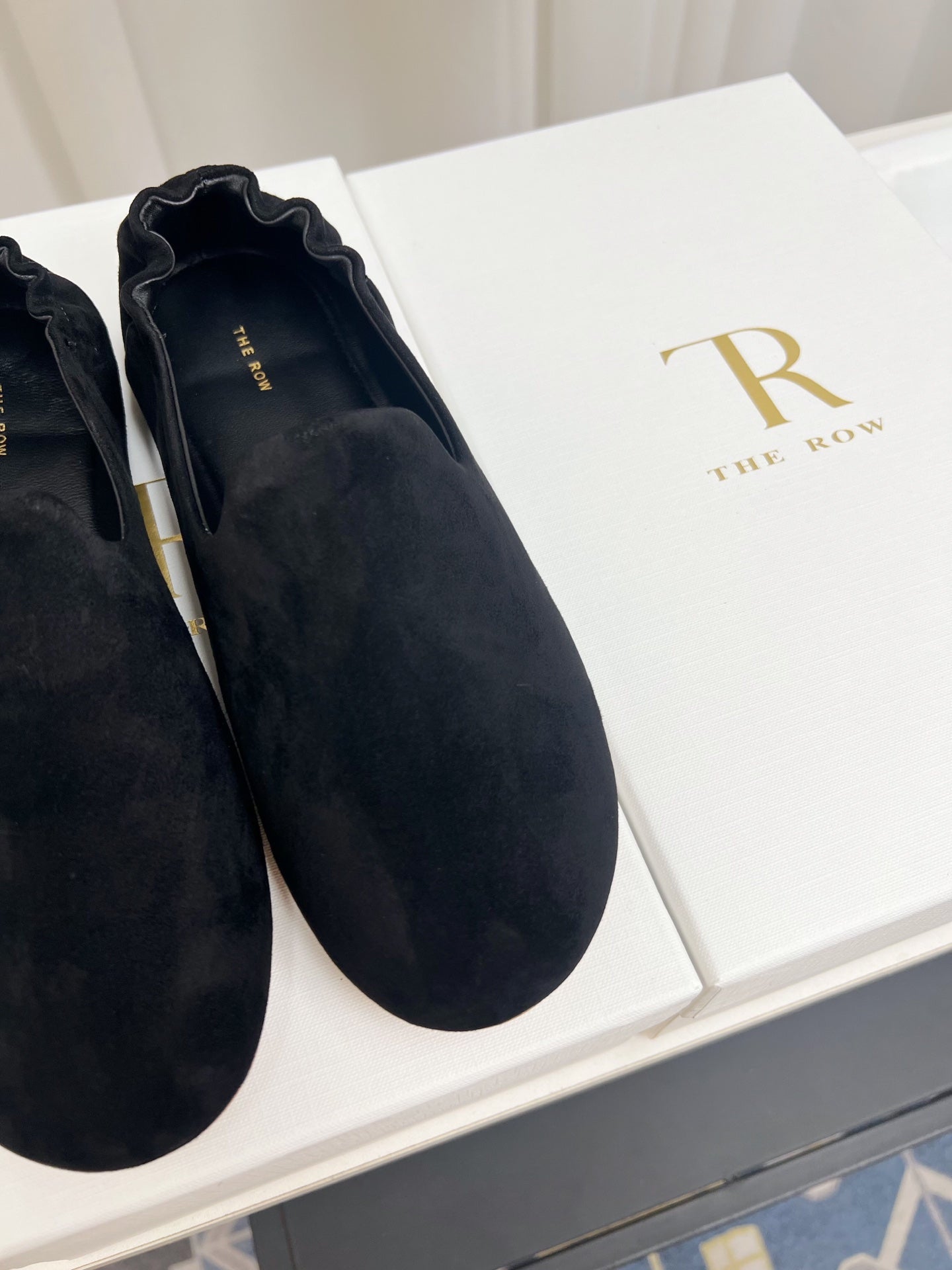 The Row Casa Ballet Flat Black Suede 832670