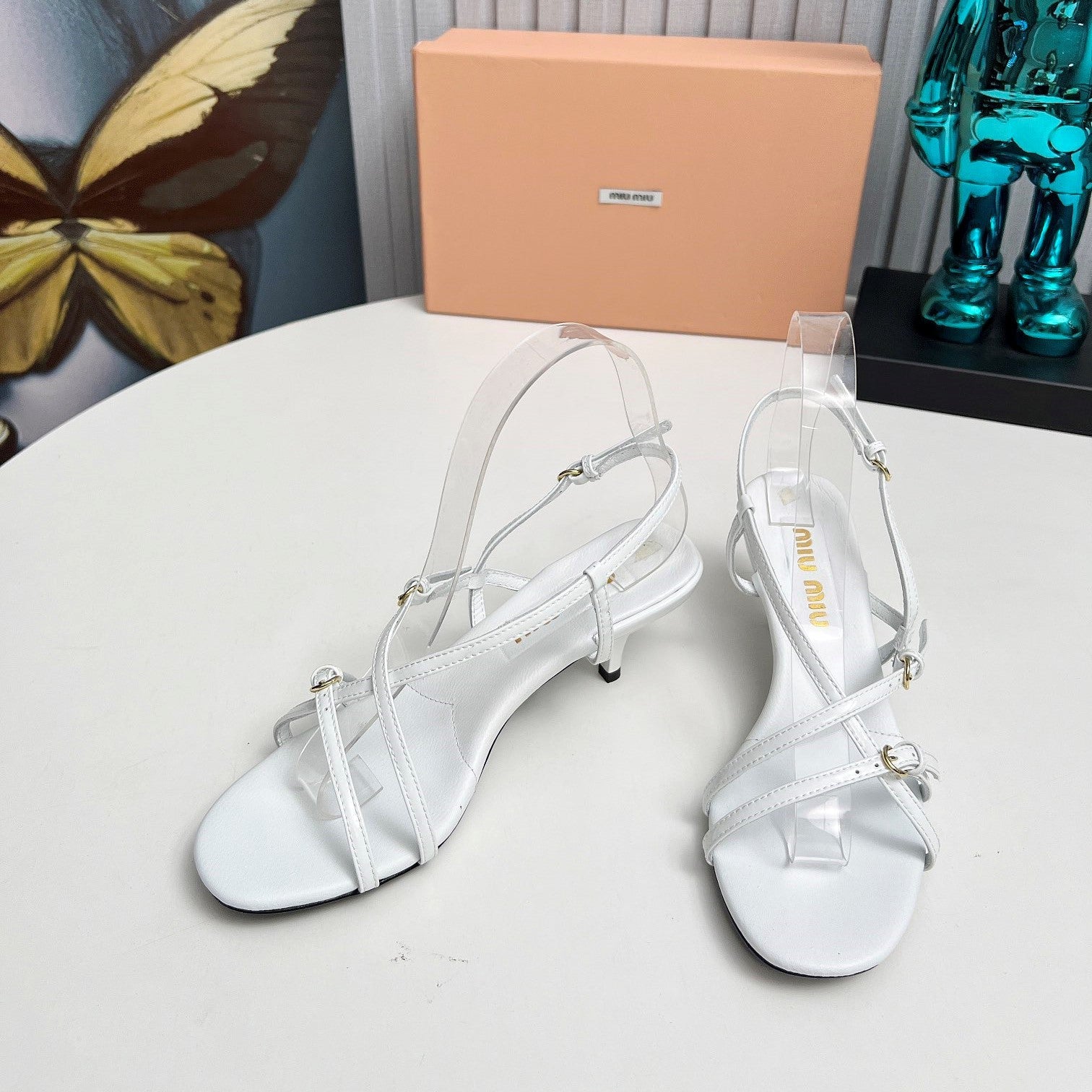 Miu 26s Sandals 5.5cm White Patent Leather 680449