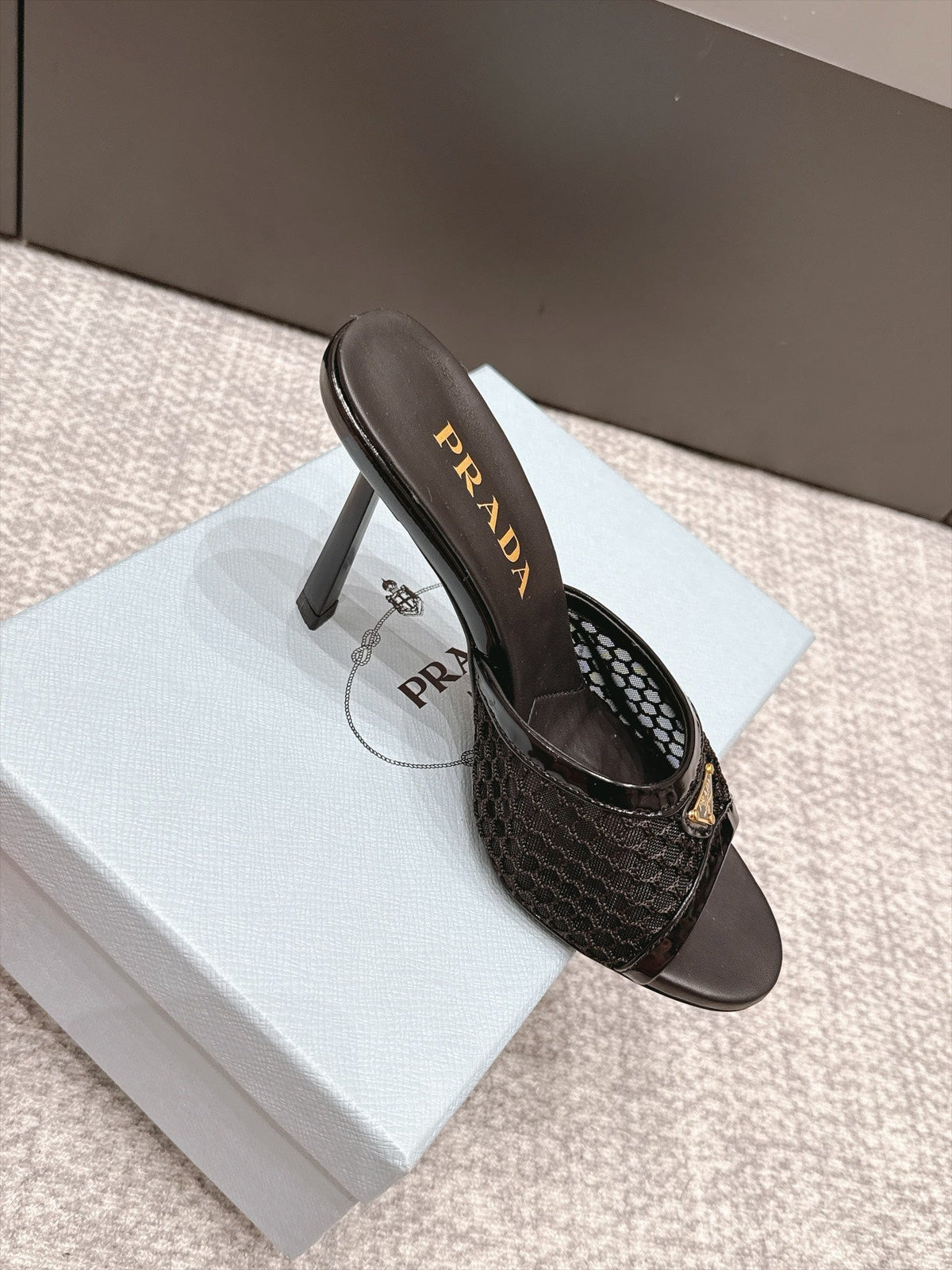 Prada 26s Mules 7.5cm Black Mesh 195228