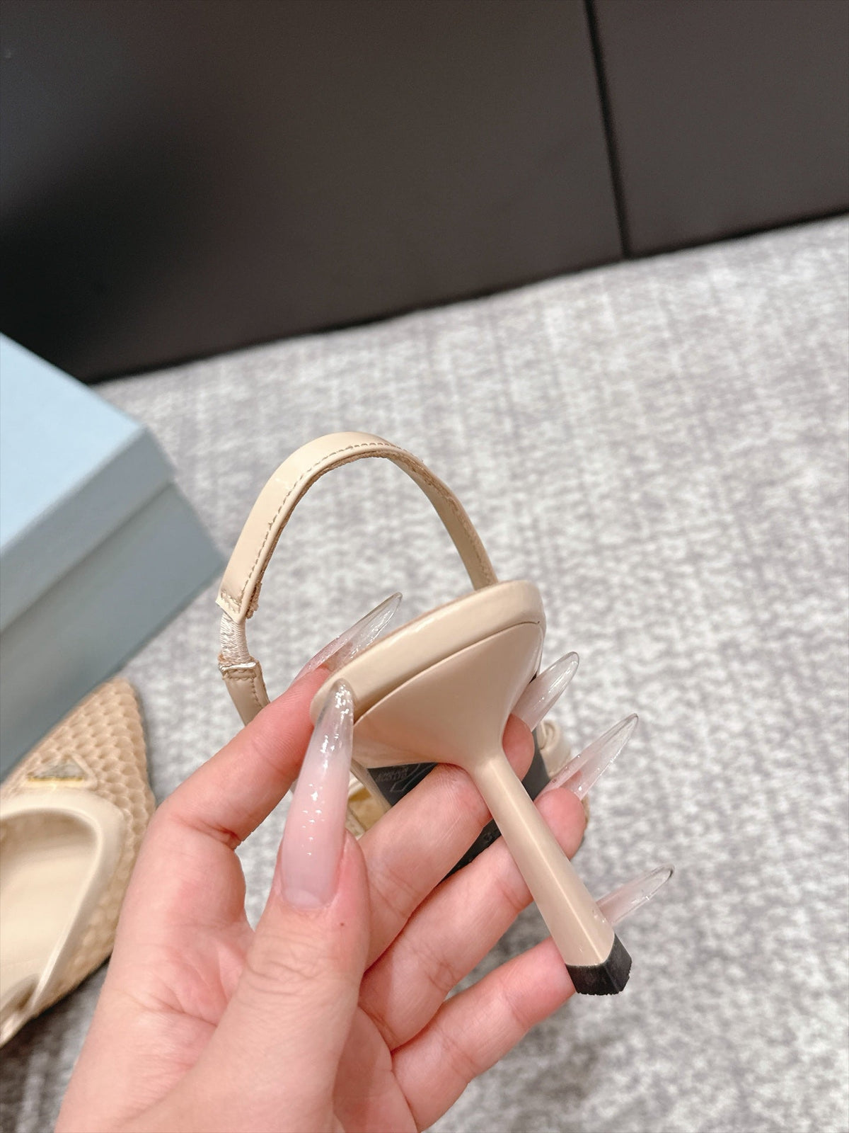 Prada 26s Slingback 7.5cm Beige Mesh 195231