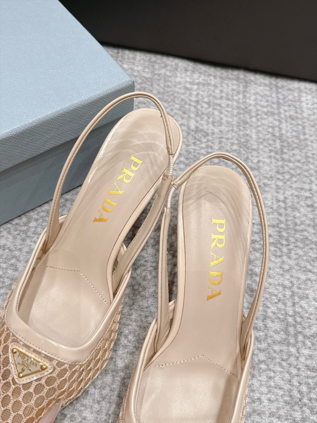 Prada 26s Slingback 7.5cm Beige Mesh 195231