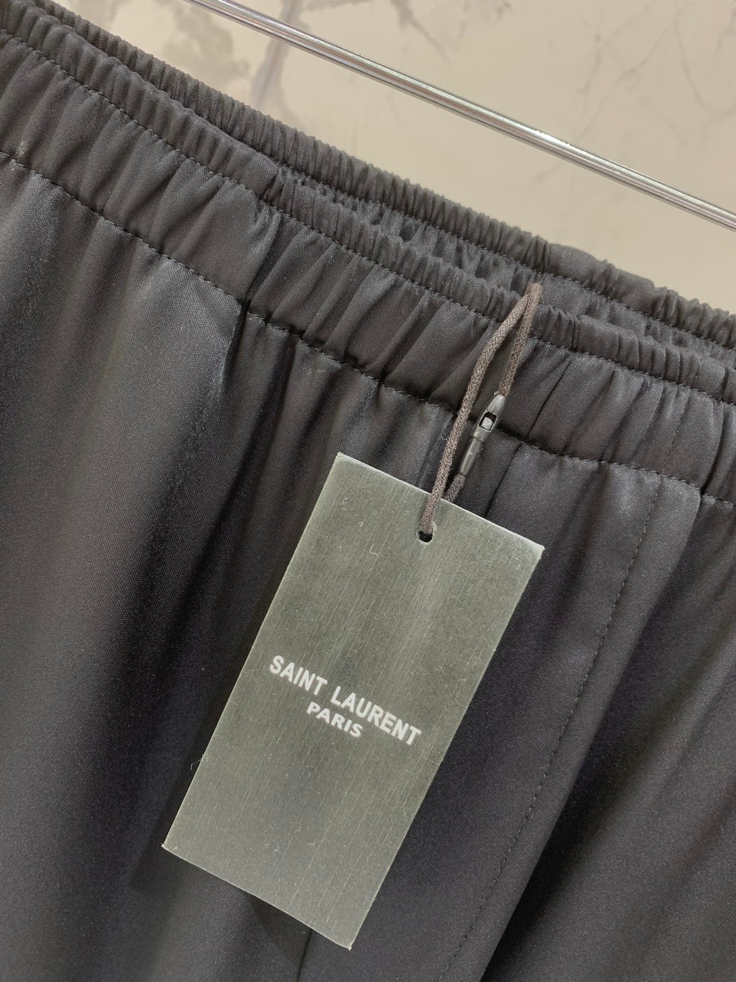 YSL 26s Wide-Leg Trousers Black Silk 408687