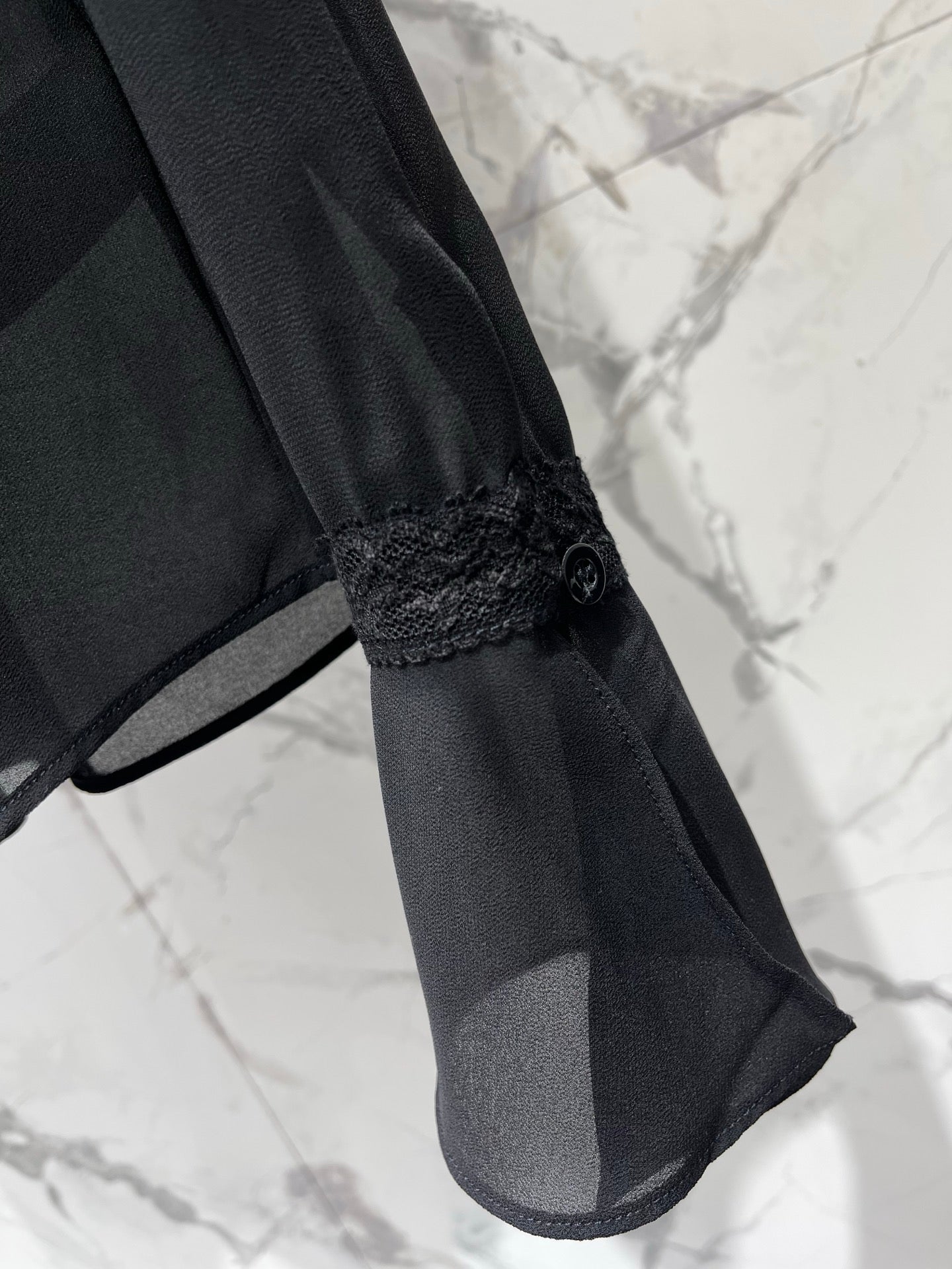 GG 26s Georgette Shirt Black Lightweight Silk 408671