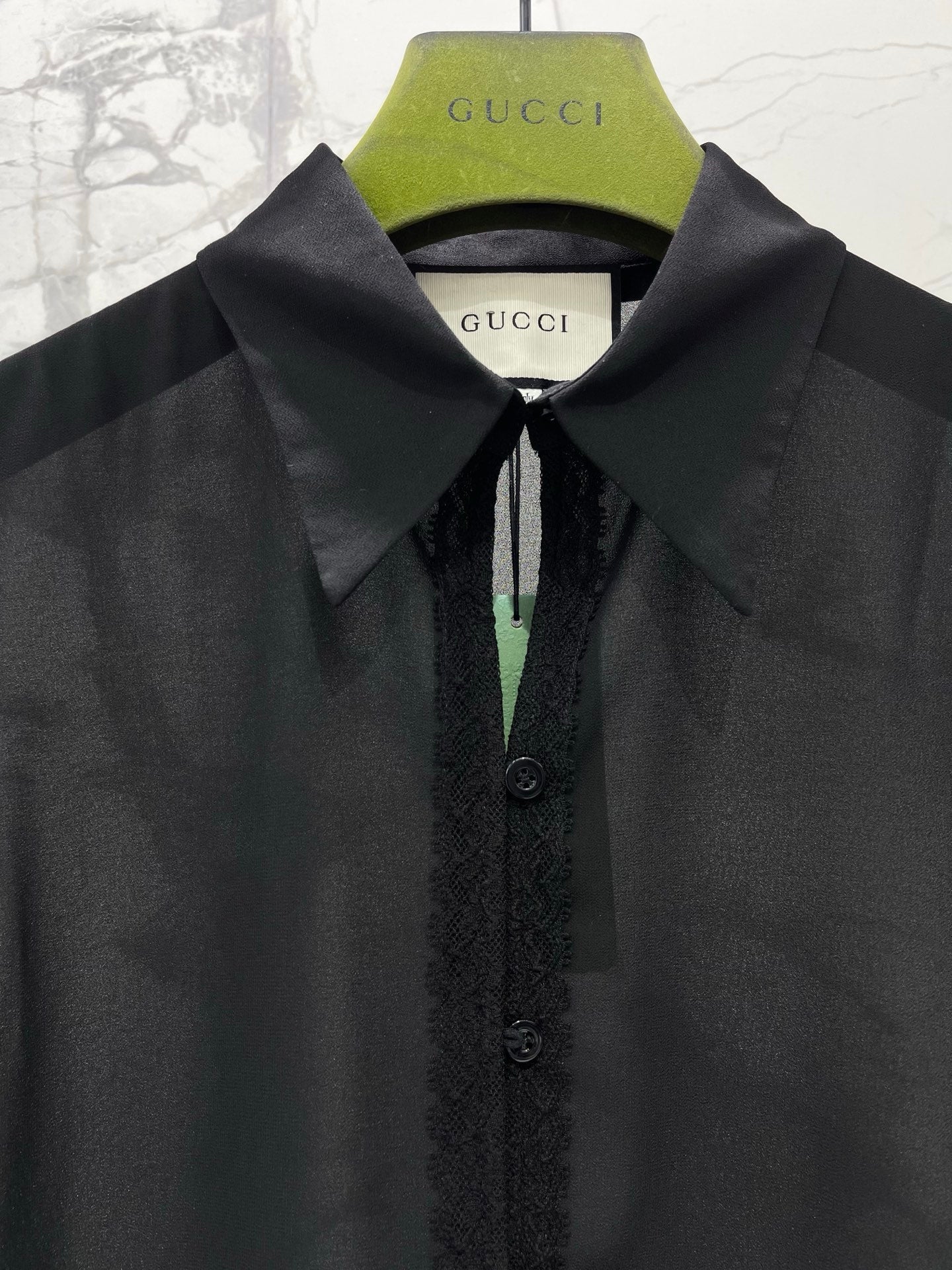 GG 26s Georgette Shirt Black Lightweight Silk 408671
