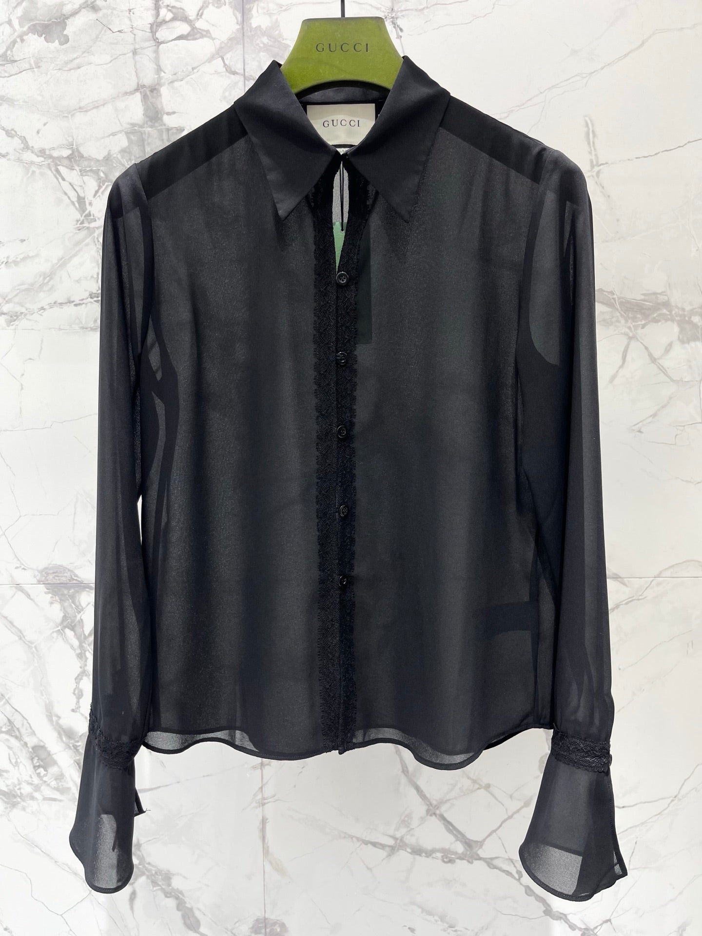 GG 26s Georgette Shirt Black Lightweight Silk 408671