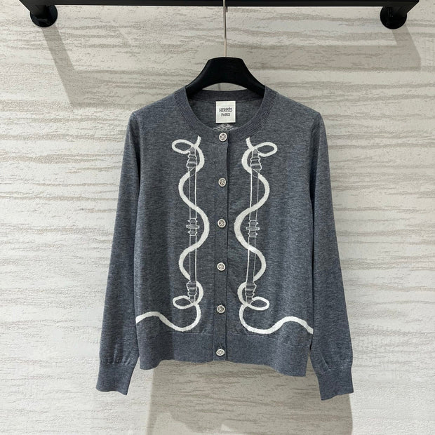 Hermes 2026 "Ferronnerie" Long-sleeve Cardigan Wool 800302