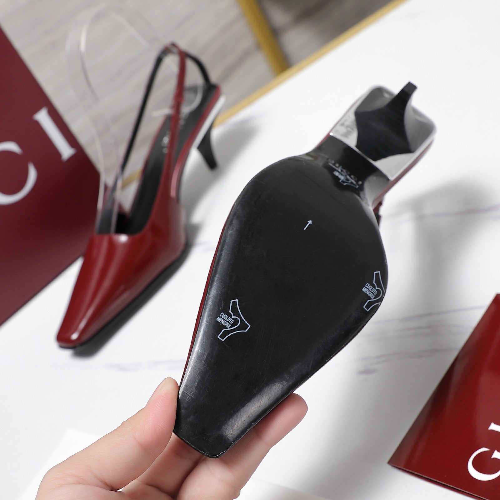 GG Cruise 2026 Slingback 55mm Burgundy Sheepskin 601092