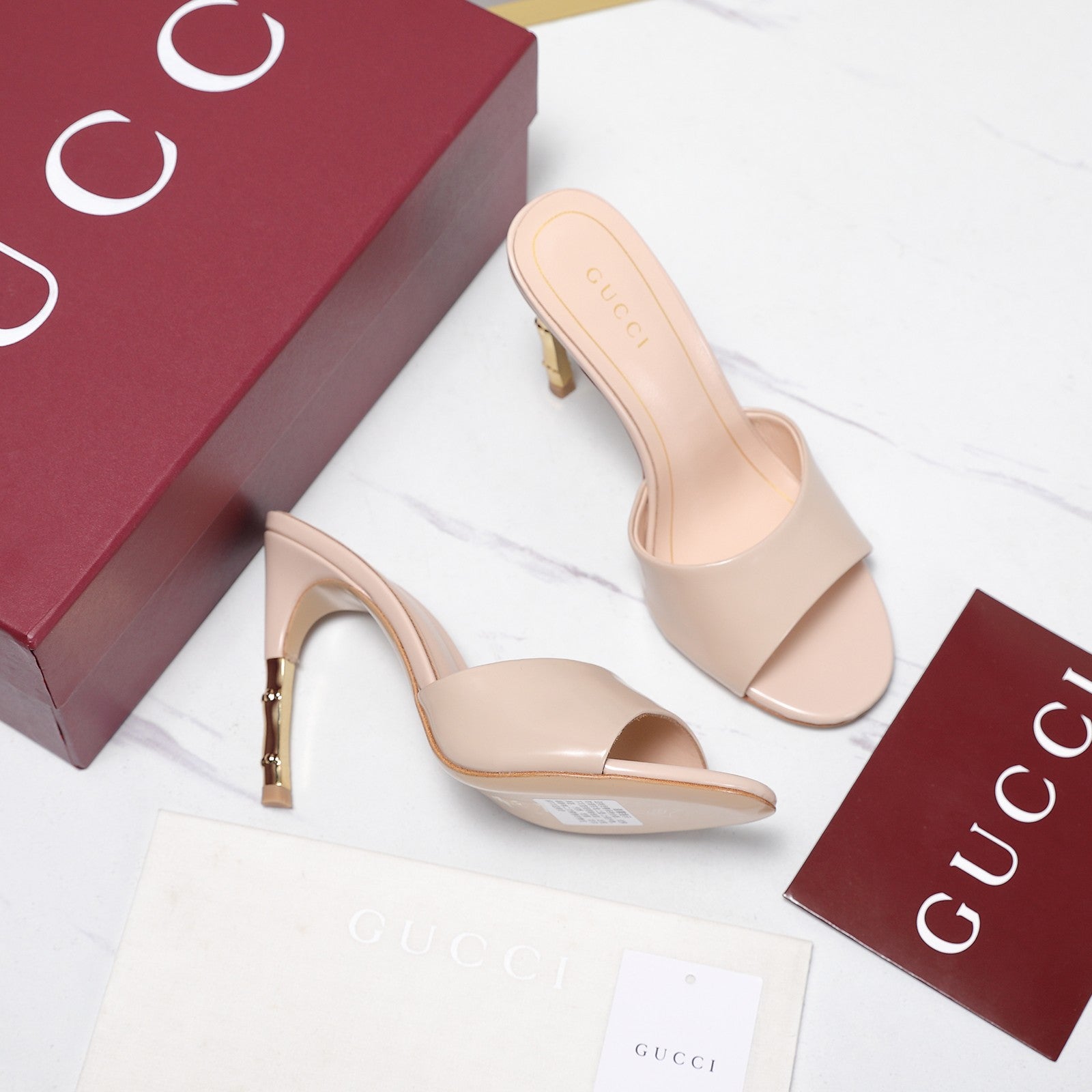GG 26s Slide 5.5 With Bamboo Motif Light Pink Lambskin 961213
