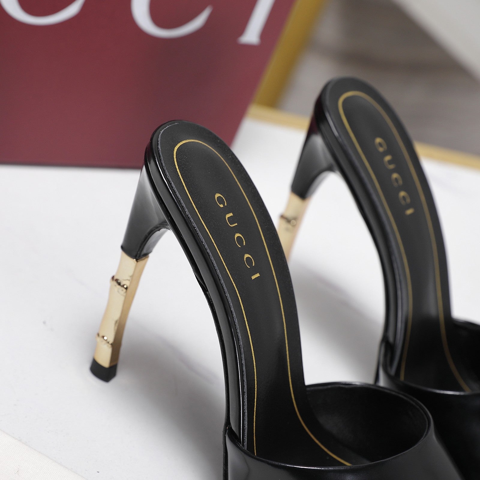 GG 26s Slide 10.5 With Bamboo Motif Black Lambskin 961214