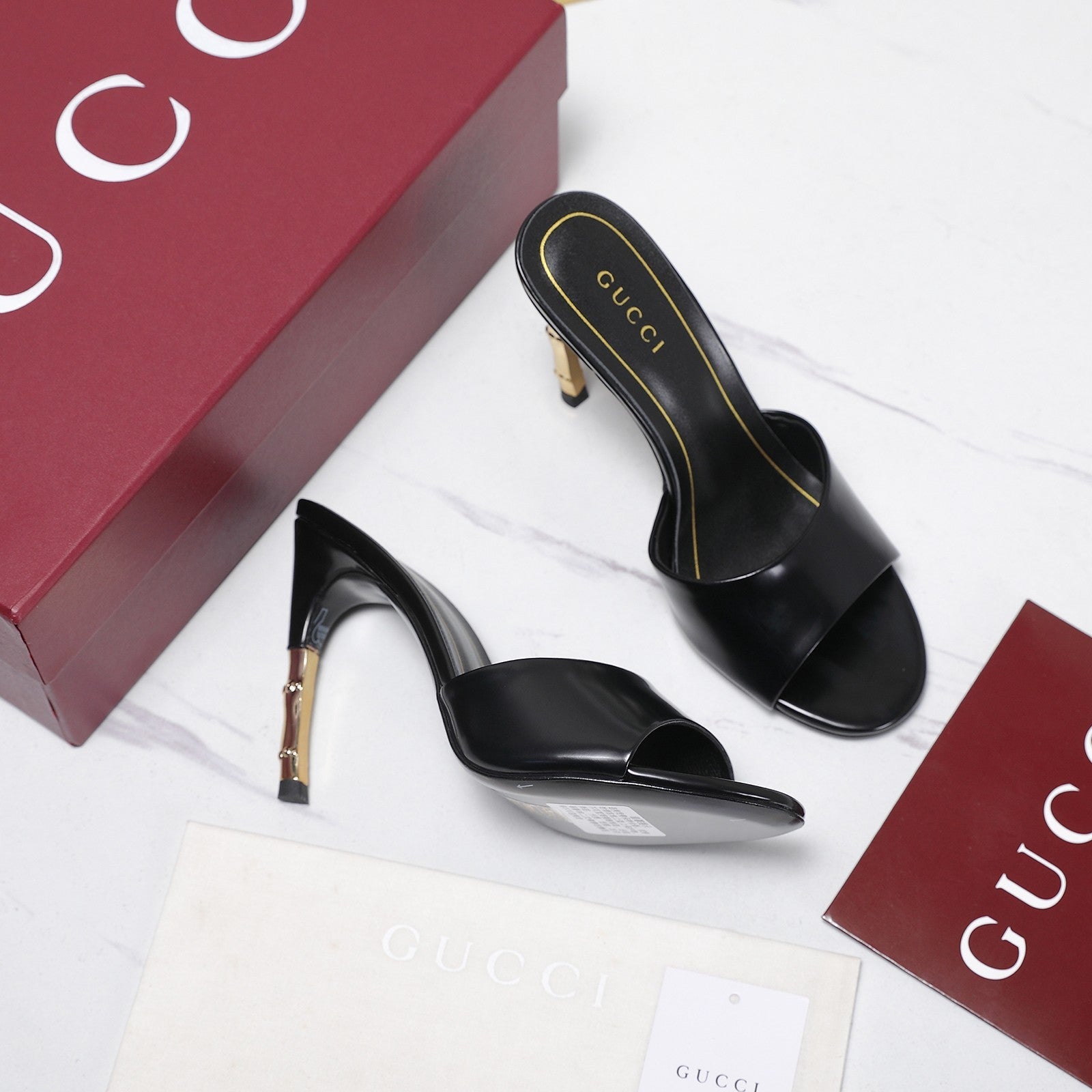 GG 26s Slide 10.5 With Bamboo Motif Black Lambskin 961214
