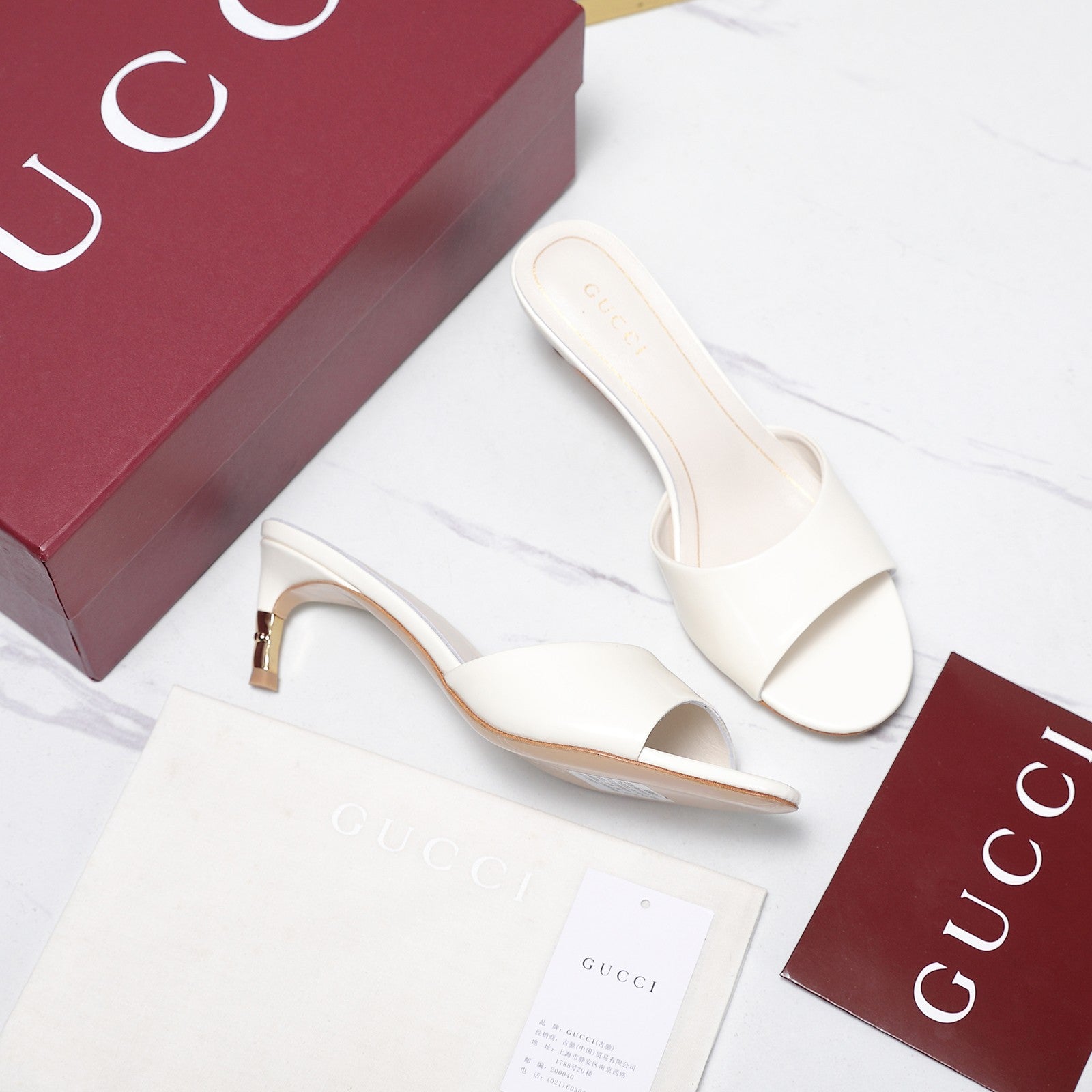 GG 26s Slide 5.5 With Bamboo Motif White Lambskin 961220