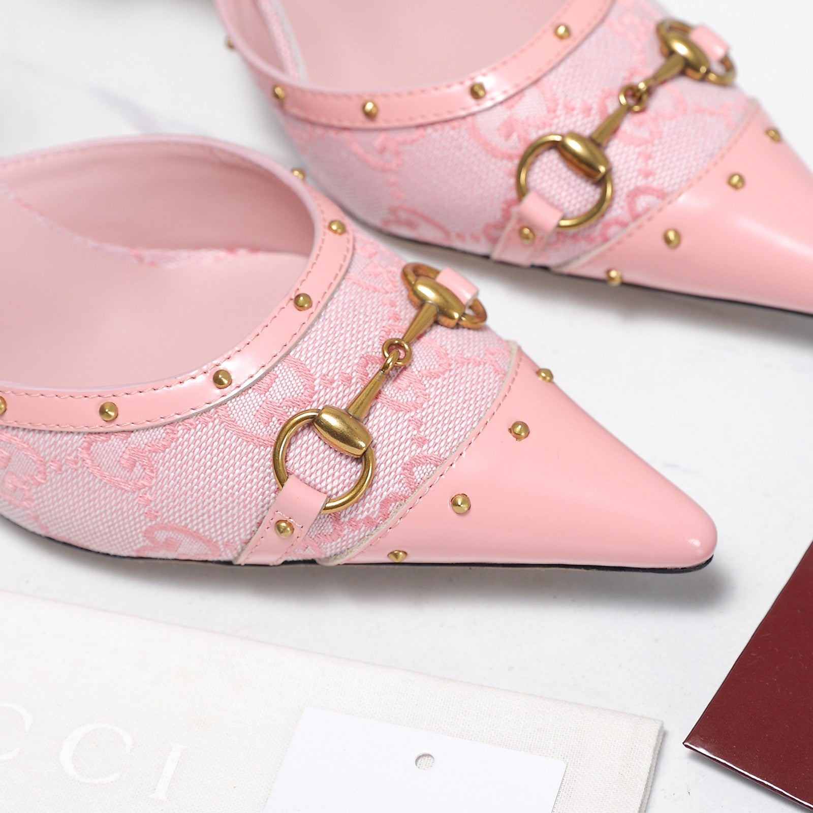 GG 26s Savoy Pumps Light Pink Lambskin Canvas 961238