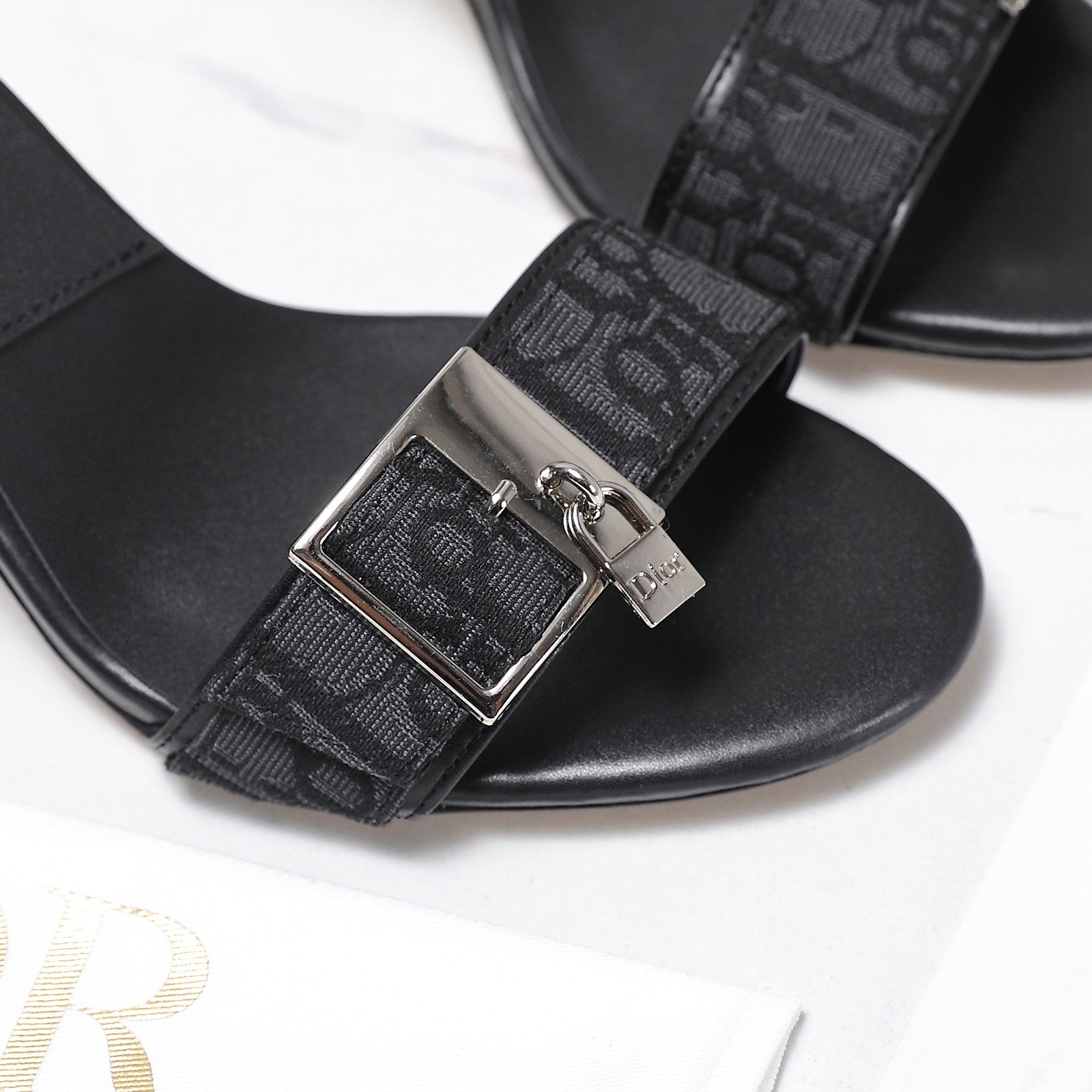 CD 26s D-Idole Mules 8.5cm Black Jacquard Calfskin 961312