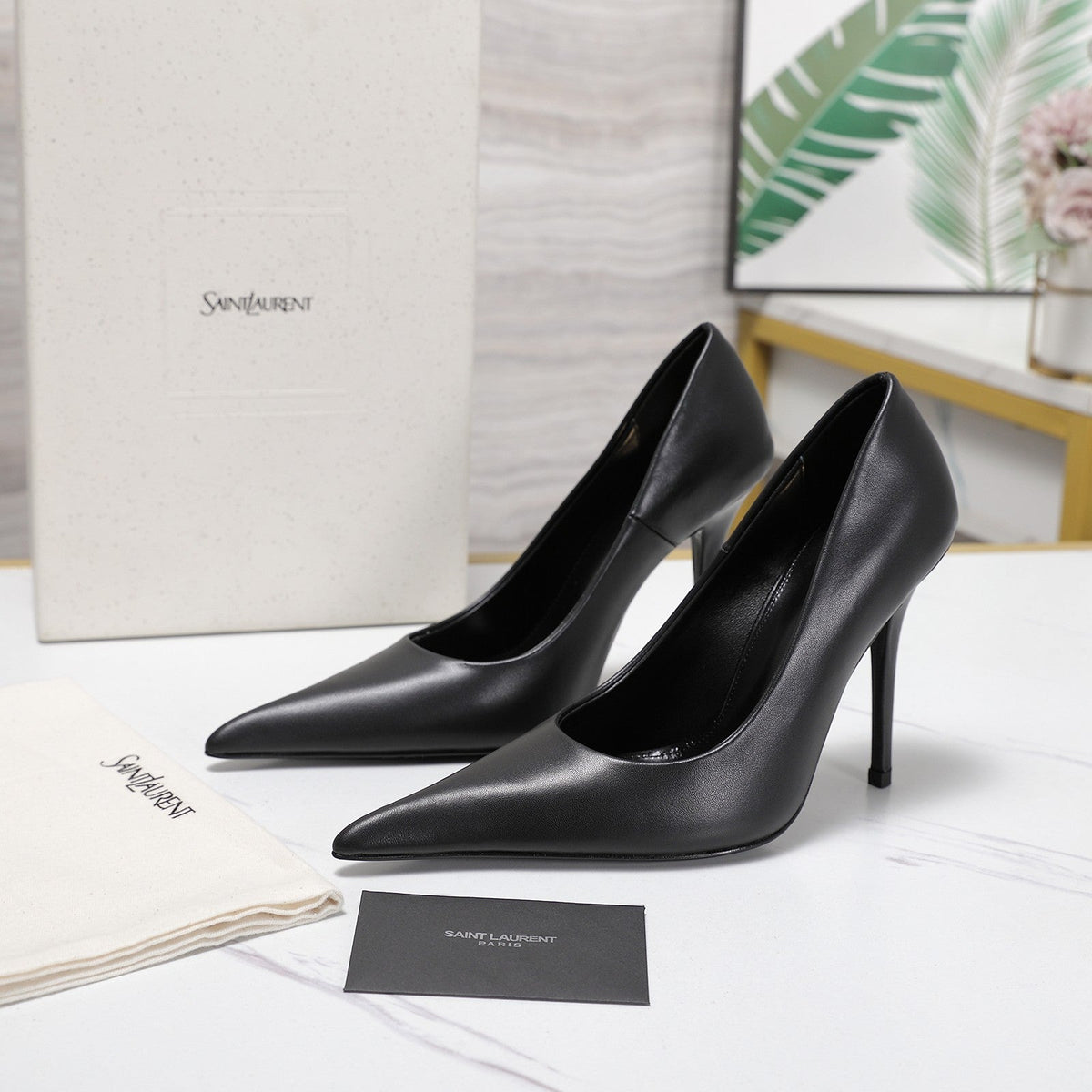 YSL 26s Zoe Pumps Black Black Leather 125853