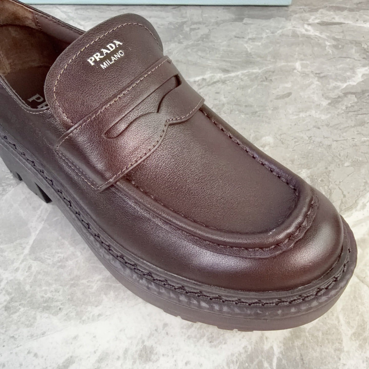 Prada 26s Loafers Dark Brown Smooth Leather 157673