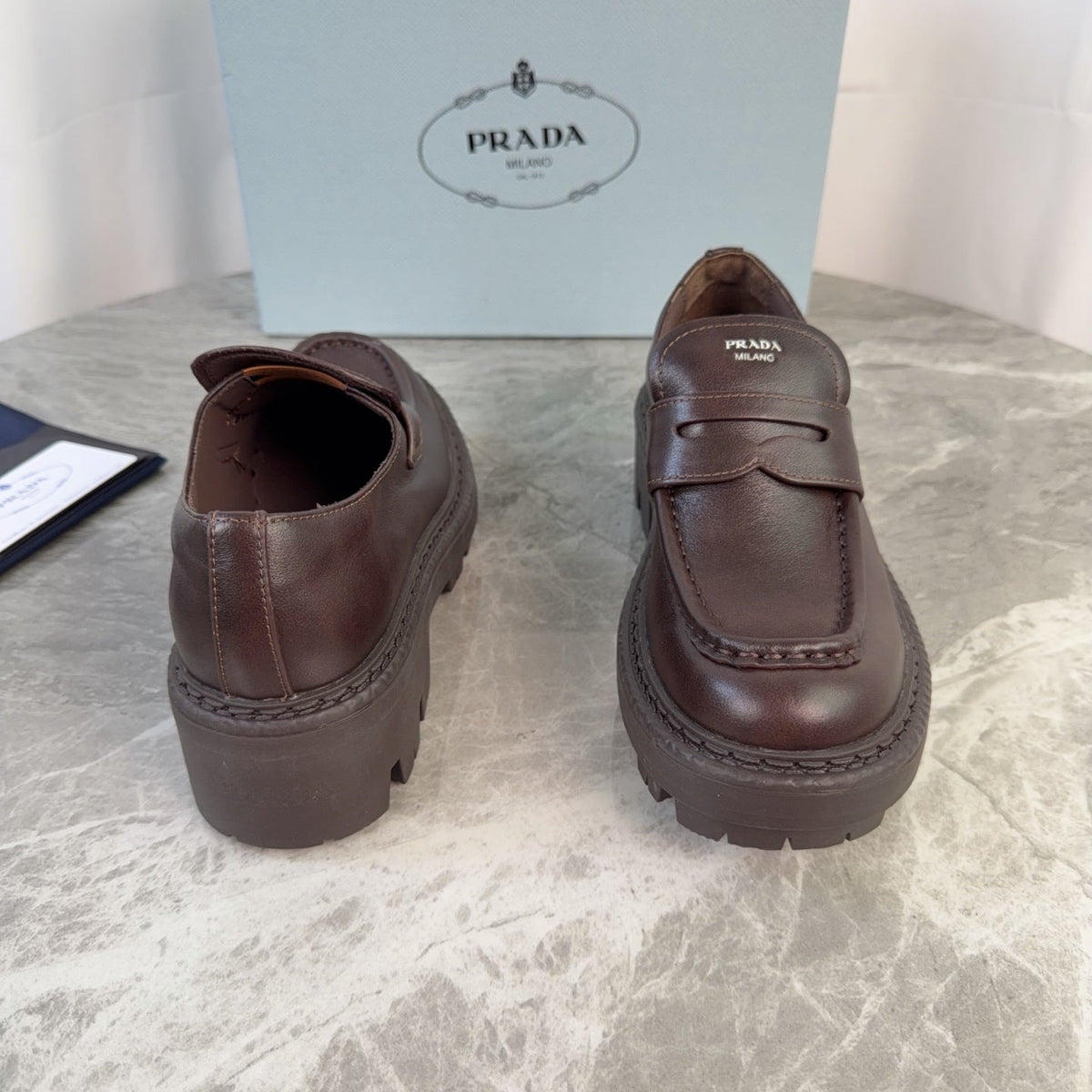Prada 26s Loafers Dark Brown Smooth Leather 157673