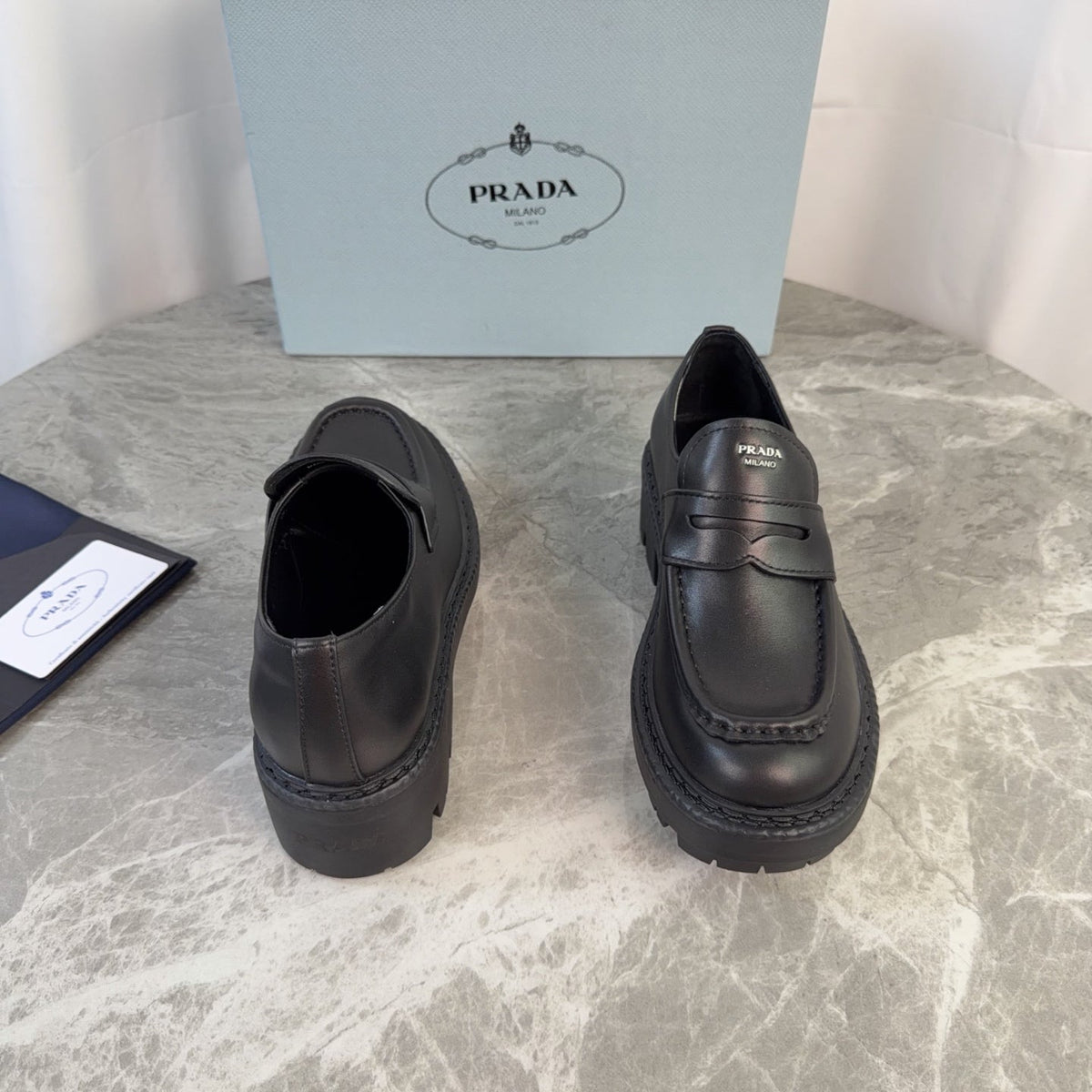 Prada 26s Loafers Black Smooth Leather 157674