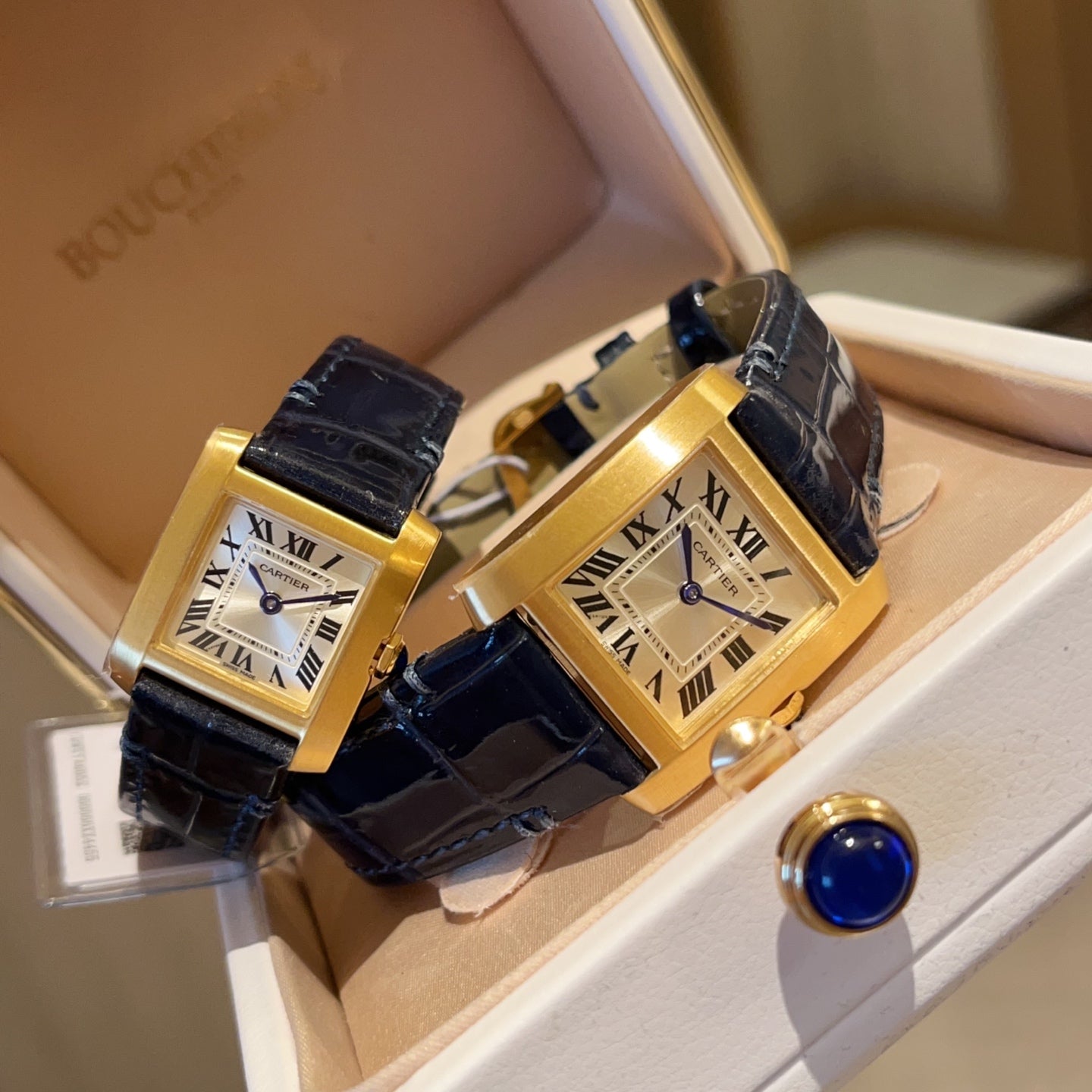 Cartier Tank Francaise 21.2mm & 27mm Gold Leather