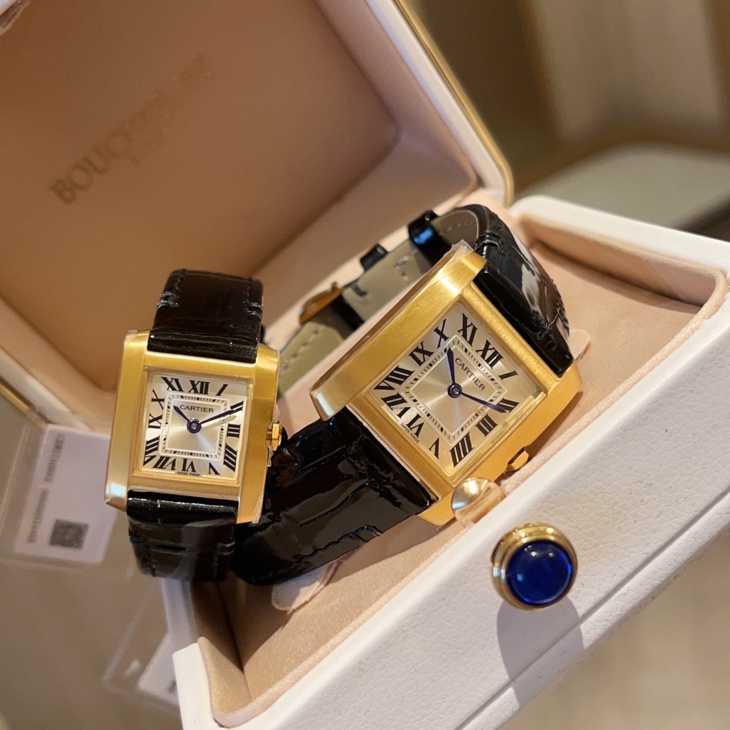Cartier Tank Francaise 21.2mm & 27mm Gold Leather