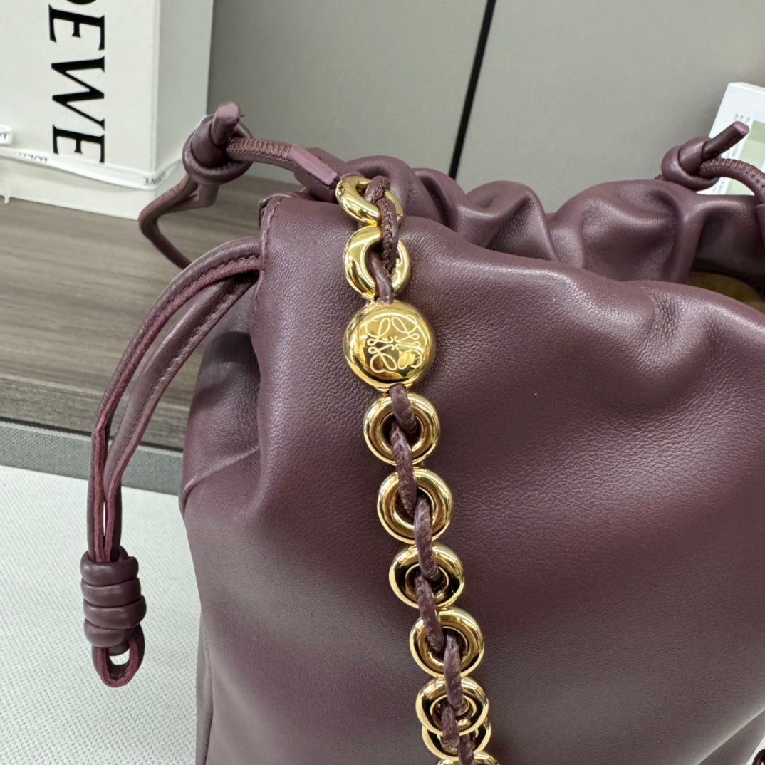 Loewe Flamenco Purse Bucket 32 Dark Burgundy Lambskin Ghw