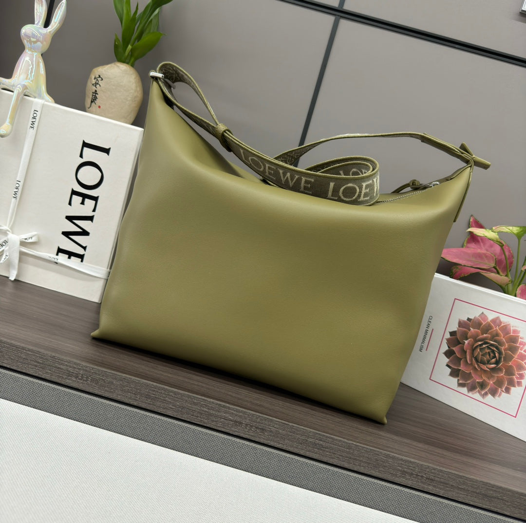 Loewe Cubi Crossbody Bag Olive Green Smooth Calfskin