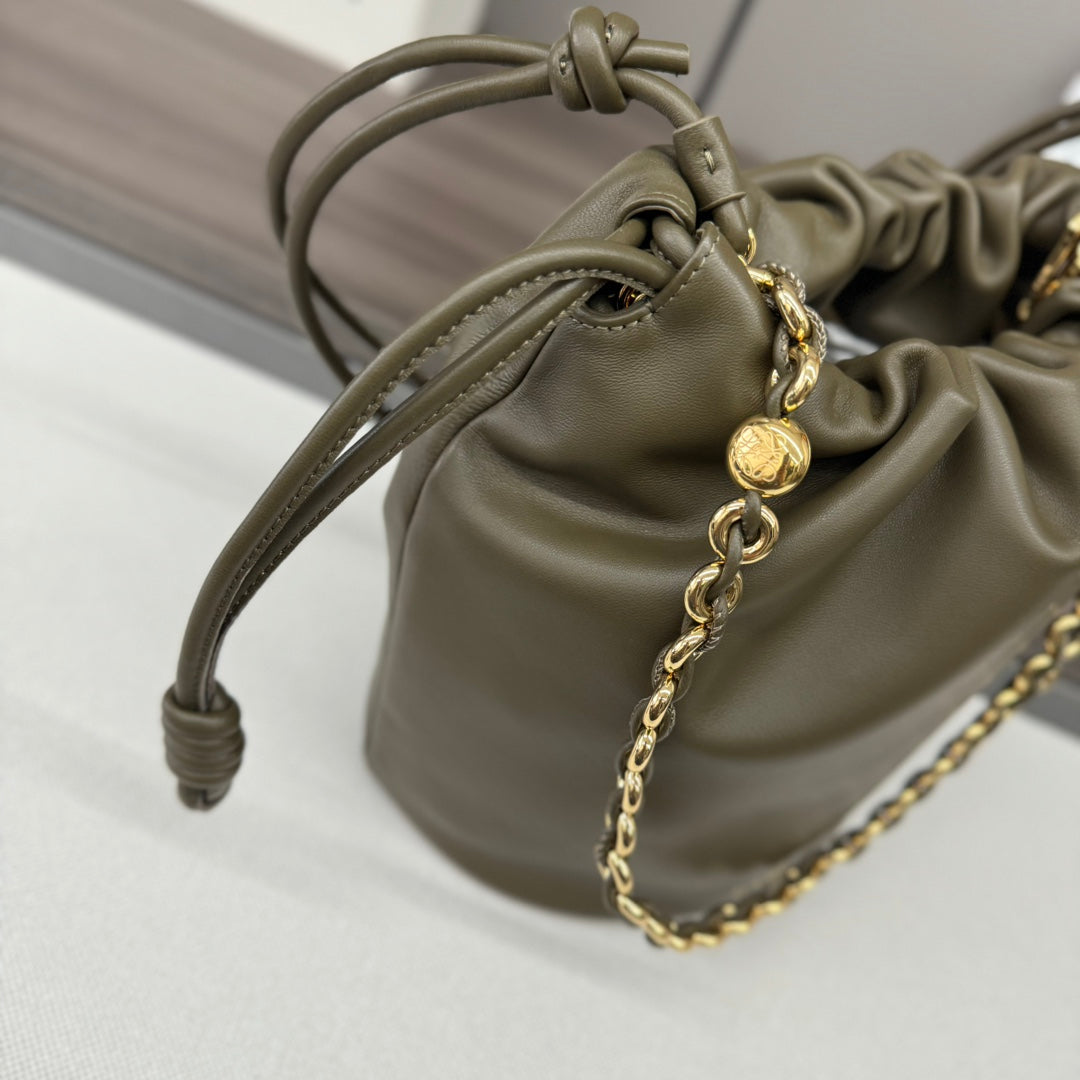 Loewe Flamenco Purse Bucket 32 Olive Lambskin Ghw