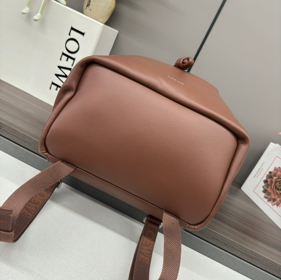 Loewe 2025 Flamenco Backpack 40cm Brown Calfskin 274690