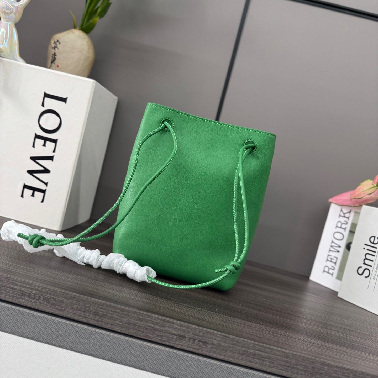 Loewe Small Pebble Hobo Green Smooth Calfskin