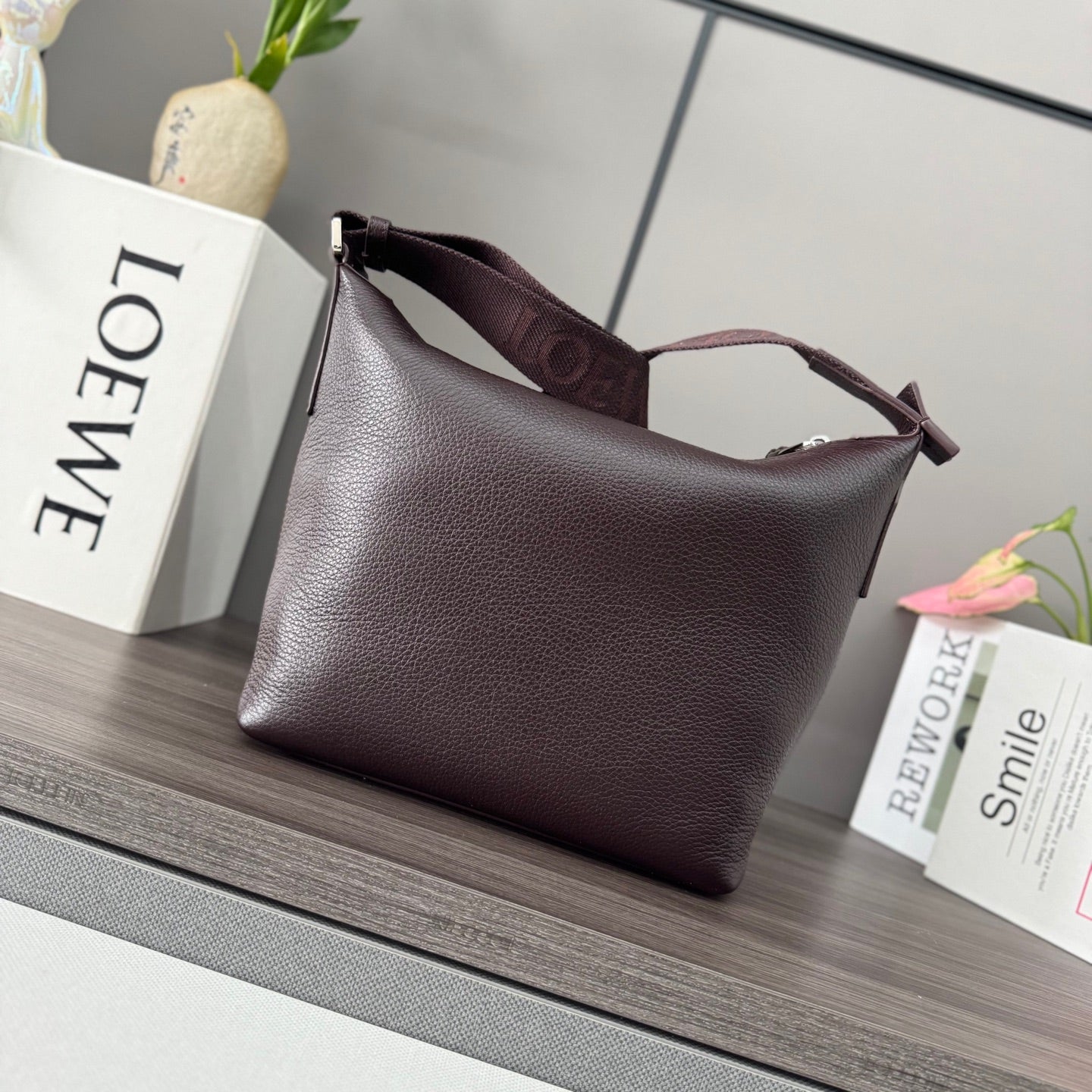 Loewe Small Cubi Crossbody Bag Chocolate Smooth Calfskin