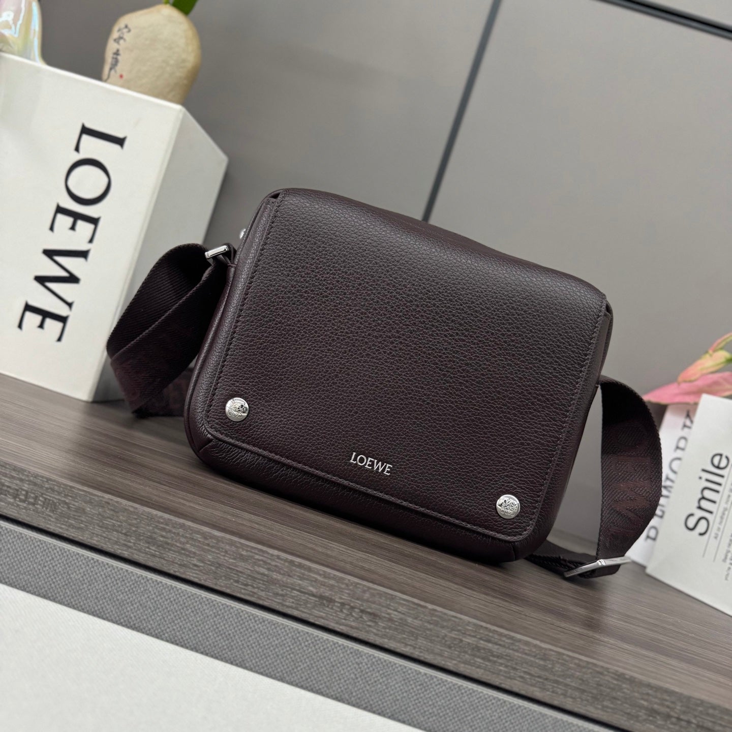 Loewe Messenger Bags 23 Dark Reddish Brown Cowhide