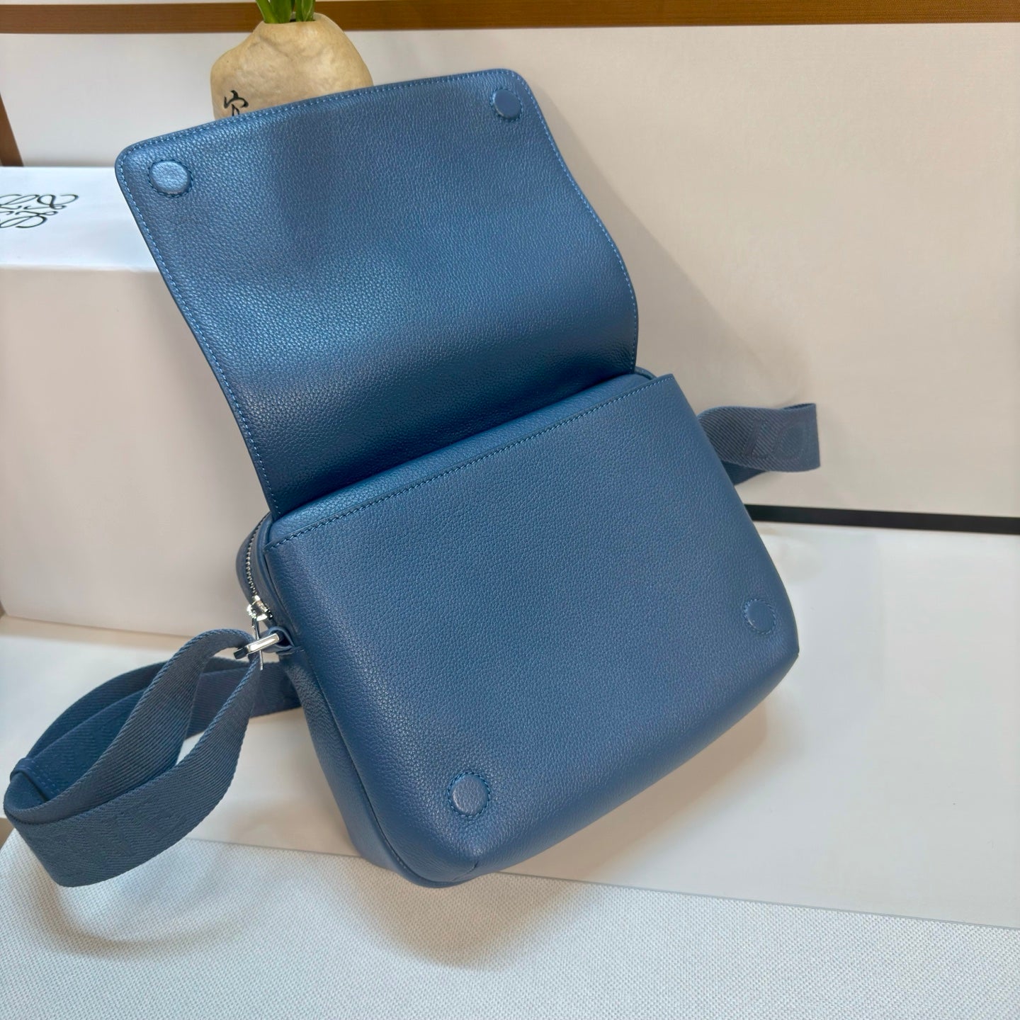 Loewe Messenger Bags 23 Navy Blue Cowhide